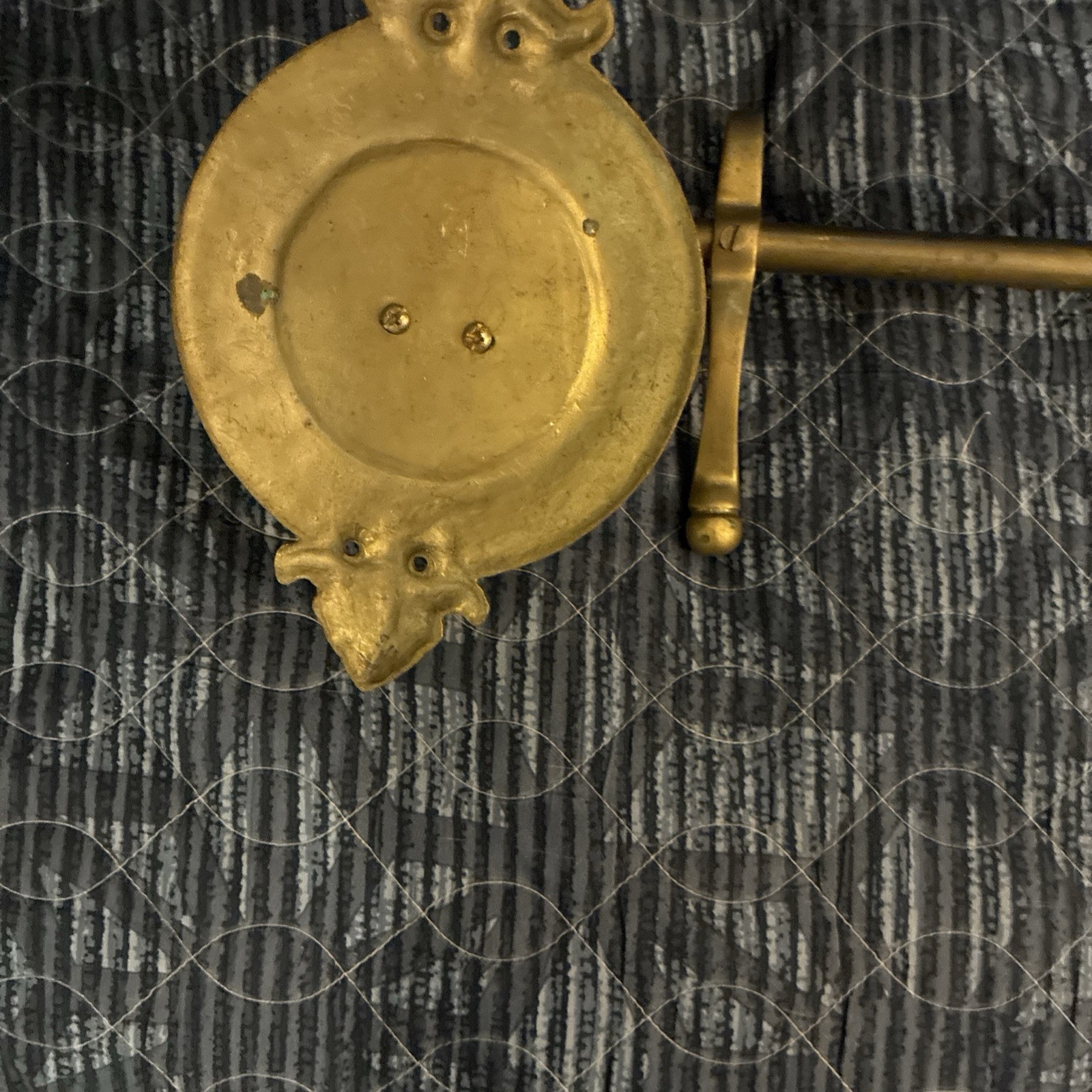 Rare vintage brass horse head coat rack. 39in over all length, mid 19th century.