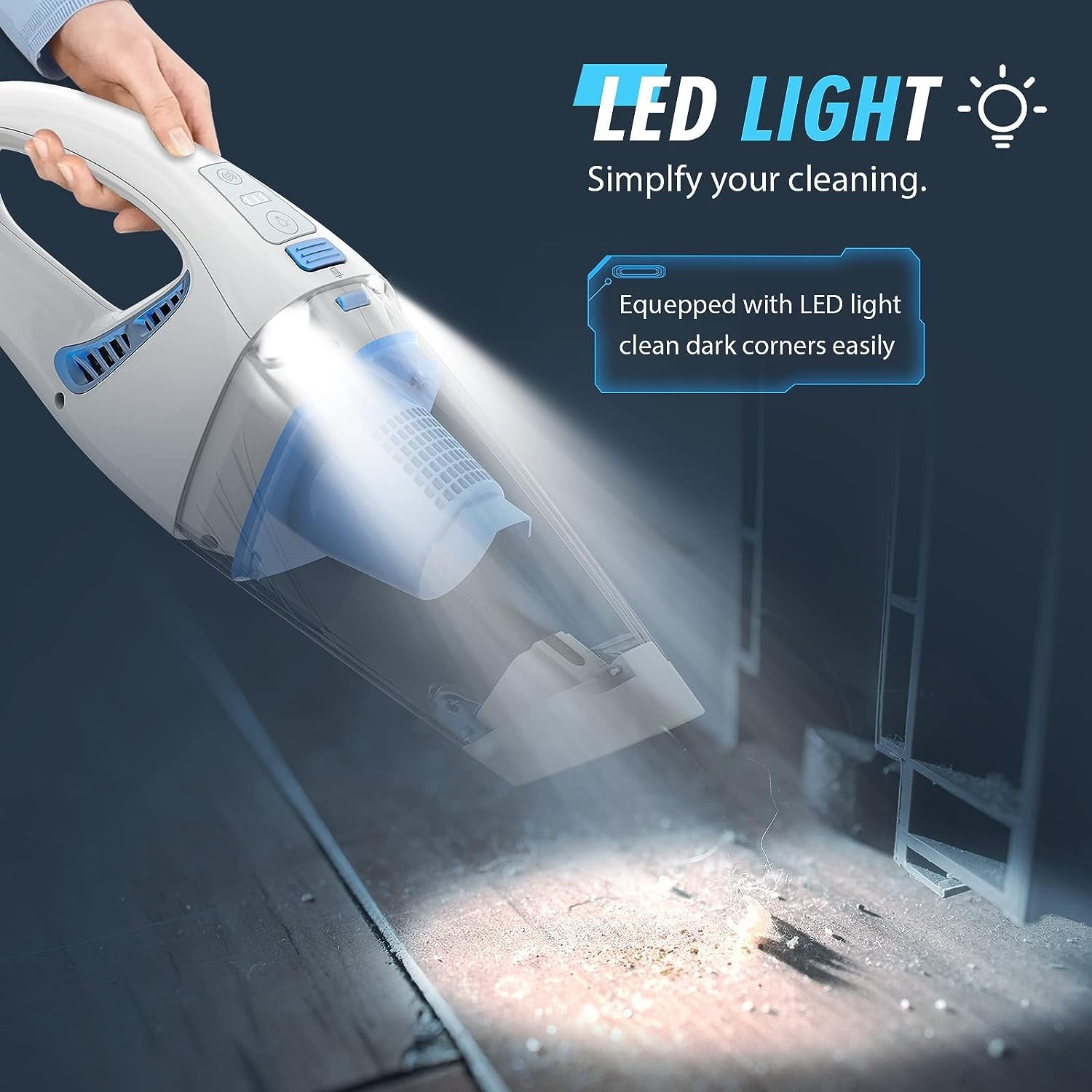 FUOAYOC H11 Handheld Vacuum Cordless Rechargeable – WHITE/BLUE