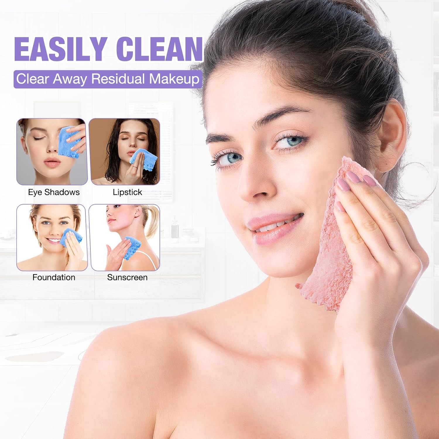 28 Pack Makeup Remover Cloths, Super Soft Premium Coral Velvet Facial Cleansing
