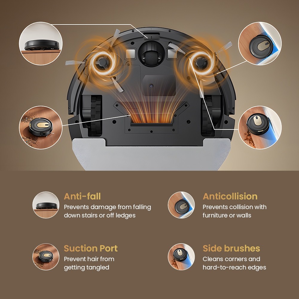 Vactidy W8 Robot Vacuum and Mop 5000Pa Suction,150-Min Runtime,App/Voice Control