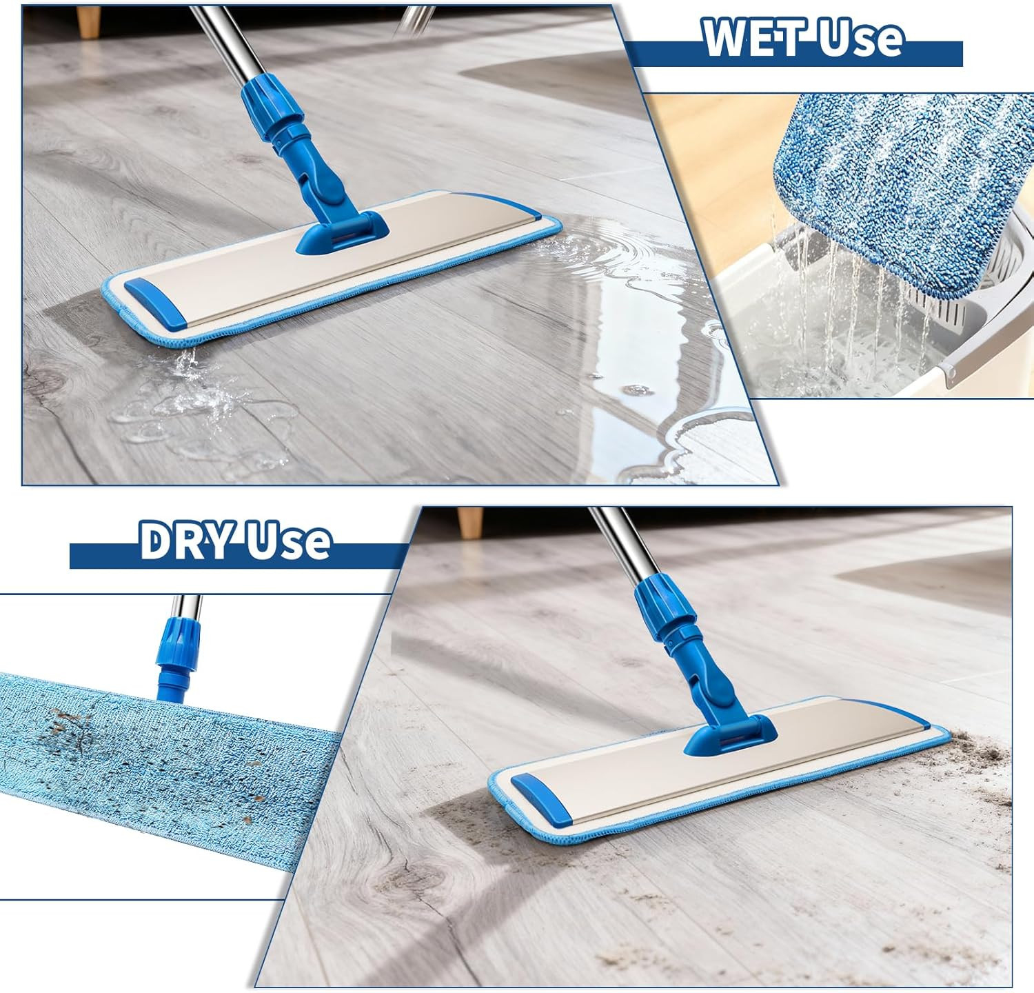 18″ Professional Microfiber Mop Floor Cleaning, Flat Mop with Stainless Steel