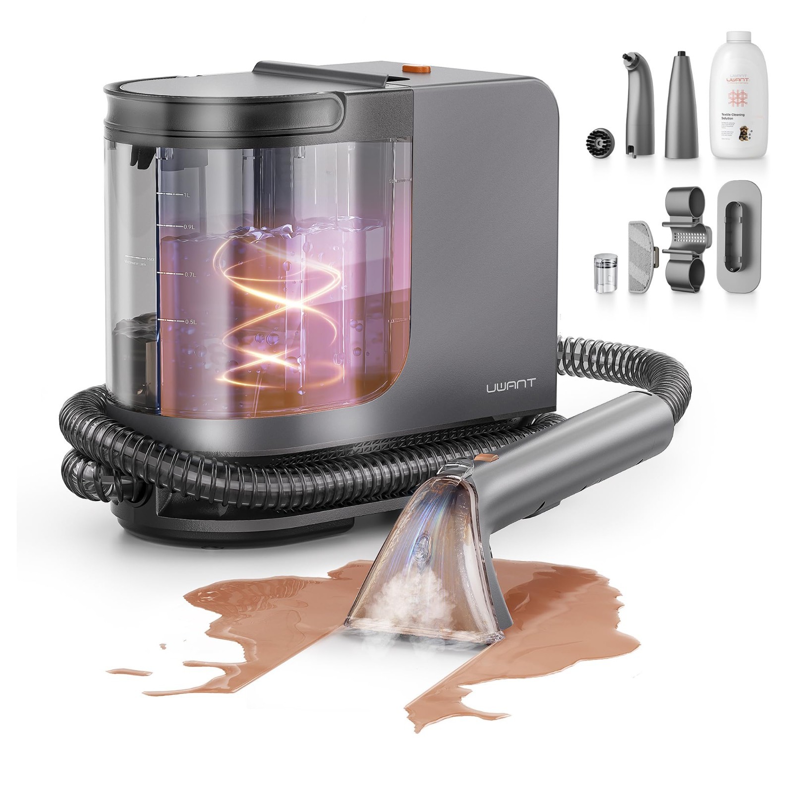 Uwant Portable Carpet Cleaner with Steam& Hot Water 18Kpa Upholstery Cleaner Mac
