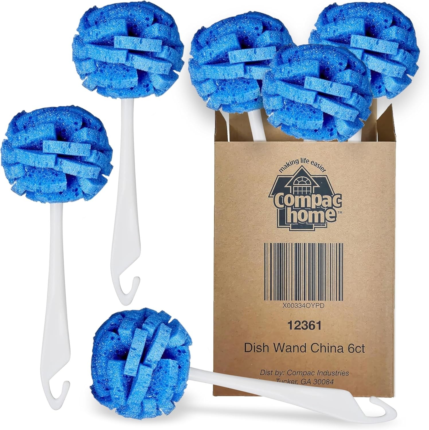 Compac Home Dish Wand China Scrubbing Sponge, Cleans Dishes and Glassware Effect