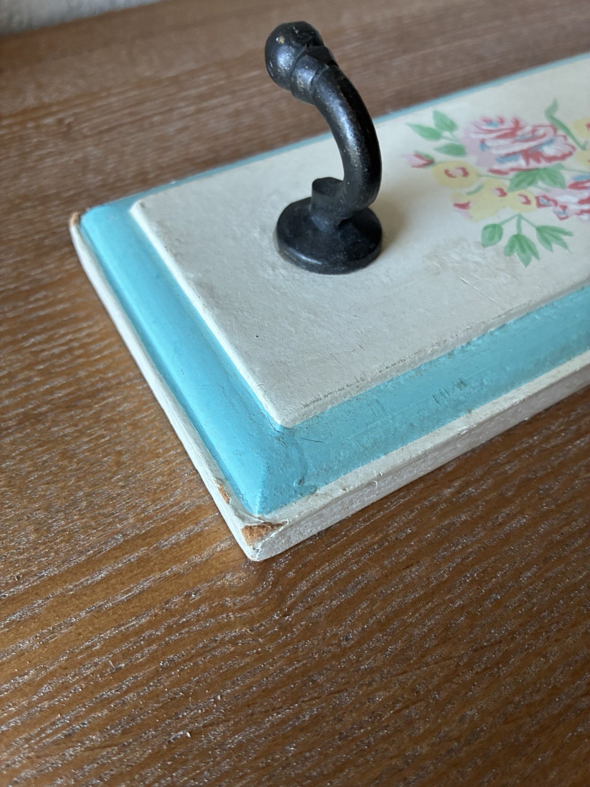 Vintage Interior Accents Shabby Rose 3 Hook Wall Hanger Floral Cottage Chic