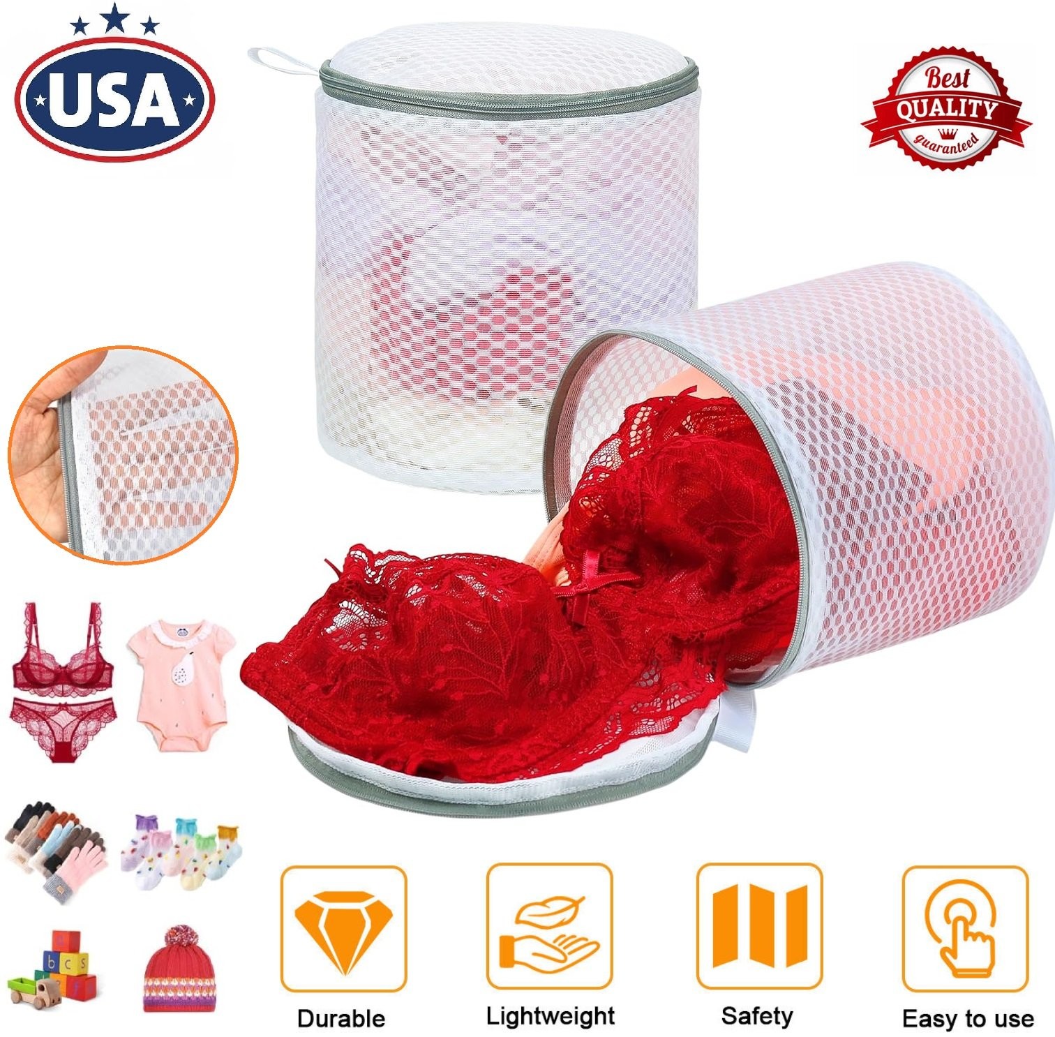 1/2/3 PACK Laundry Mesh Bags Bra Wash Bag for Lingerie, Underwear, Delicates USA