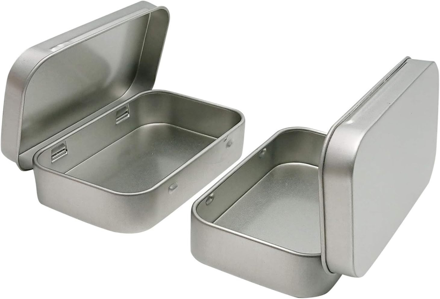2 Pcs Metal Hinged Tin Box Container Mini Portable Small Storage