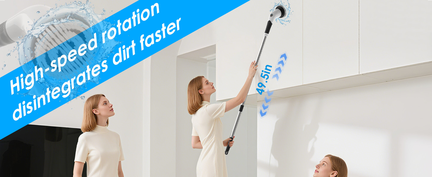 Electric Spin Scrubber, Cordless Cleaning Brush with 180 Min Runtime, 3-Speed, 7
