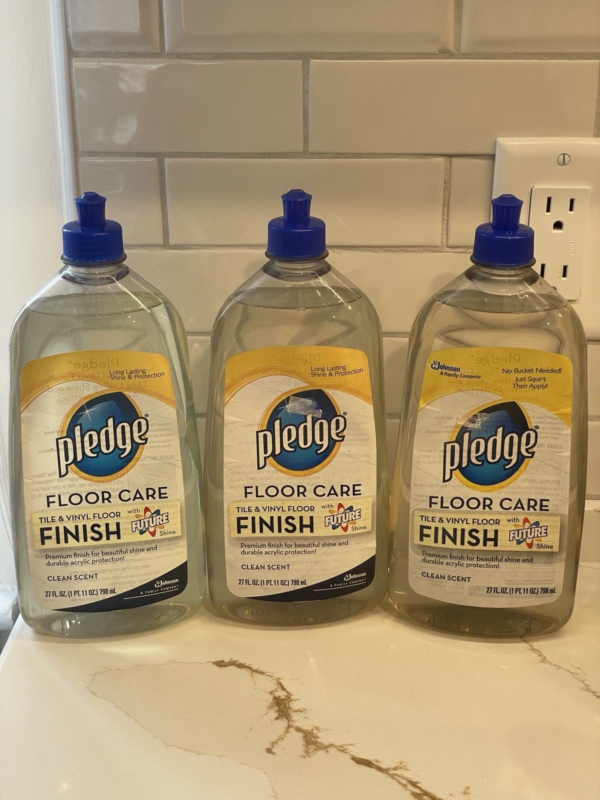 Pledge Floor Care Future Shine Tile Vinyl Floor Finish 27 fl oz Lot of 3 New