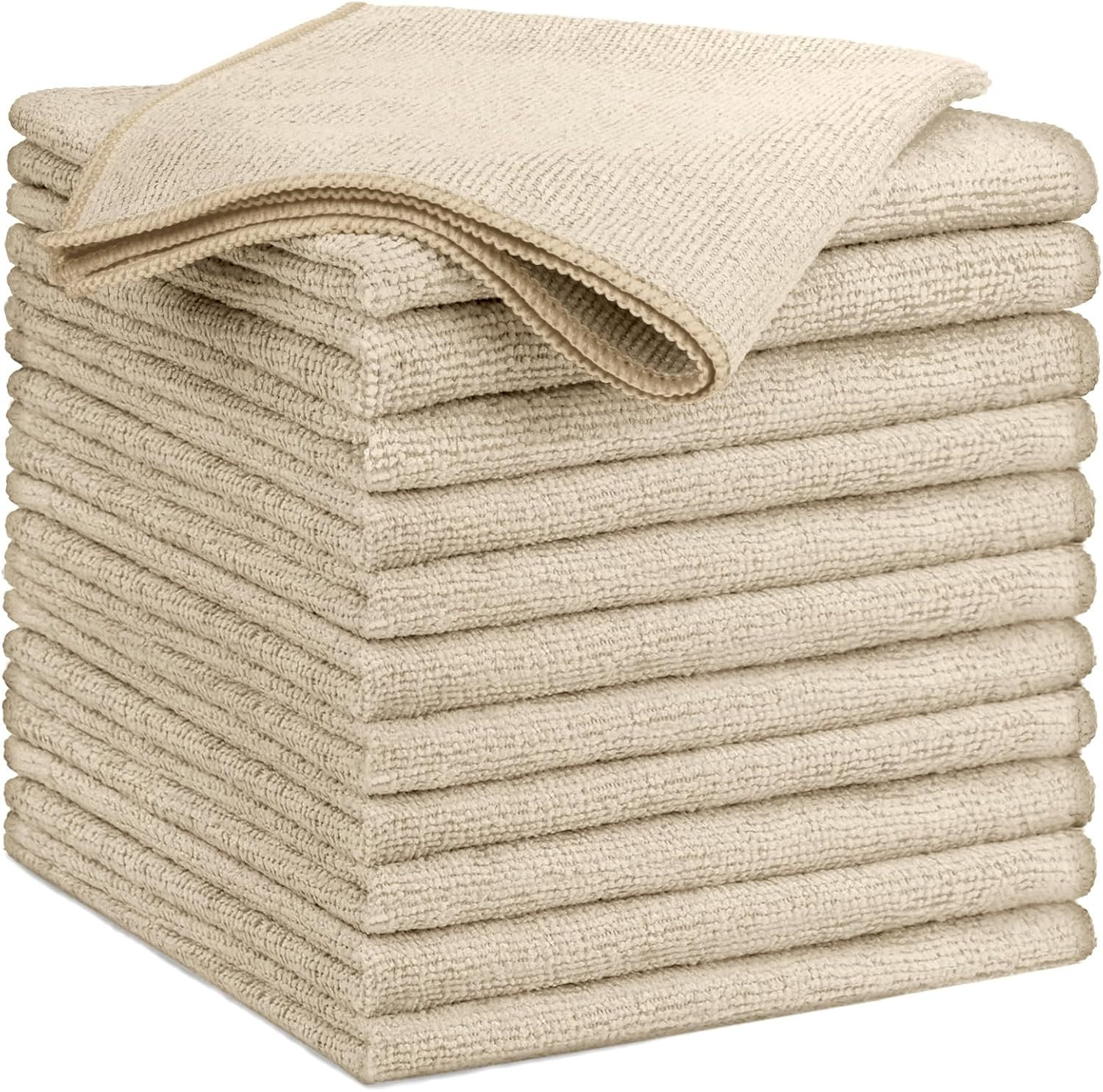 Brown Microfiber Cleaning Cloth, 12 Pack Cleaning Towels for Kitchen, Lint Free,