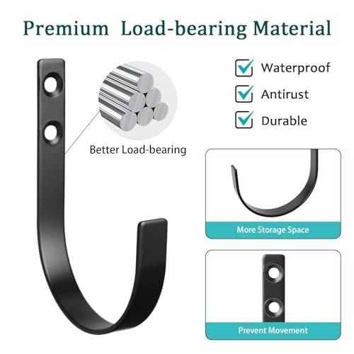 Wall Hooks for Hanging, Heavy Duty Metal Coat Hooks Wall Mounted, No 6 Pack