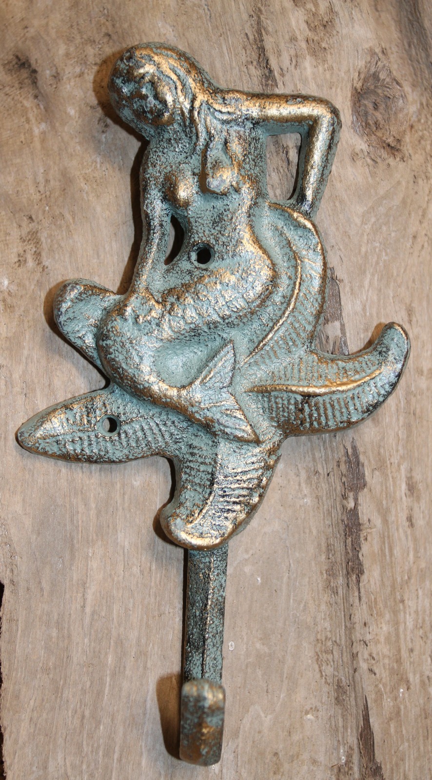 1-WALL HOOK,Mermaid Sitting On Star,Coastal Life Decor,Mythical Sea Life,N-20B