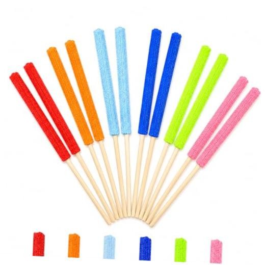 12 PCS Microfiber Detail Duster Sticks – Mini Crevice Fan Cleaning Brush
