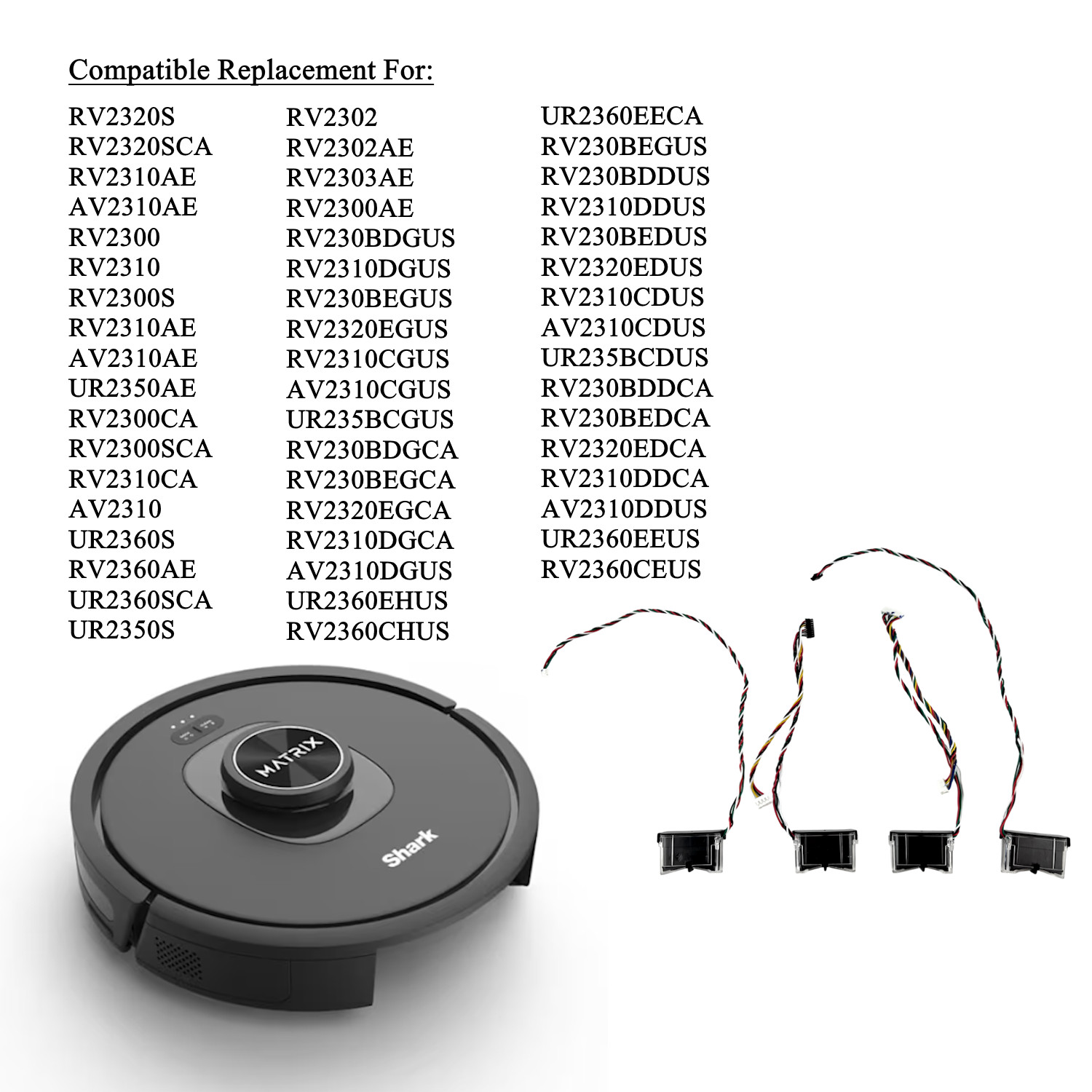 OEM Cliff Sensors Kit for Shark RV2320EDCA, RV2310DDCA, AV2310DDUS, UR2360EEUS