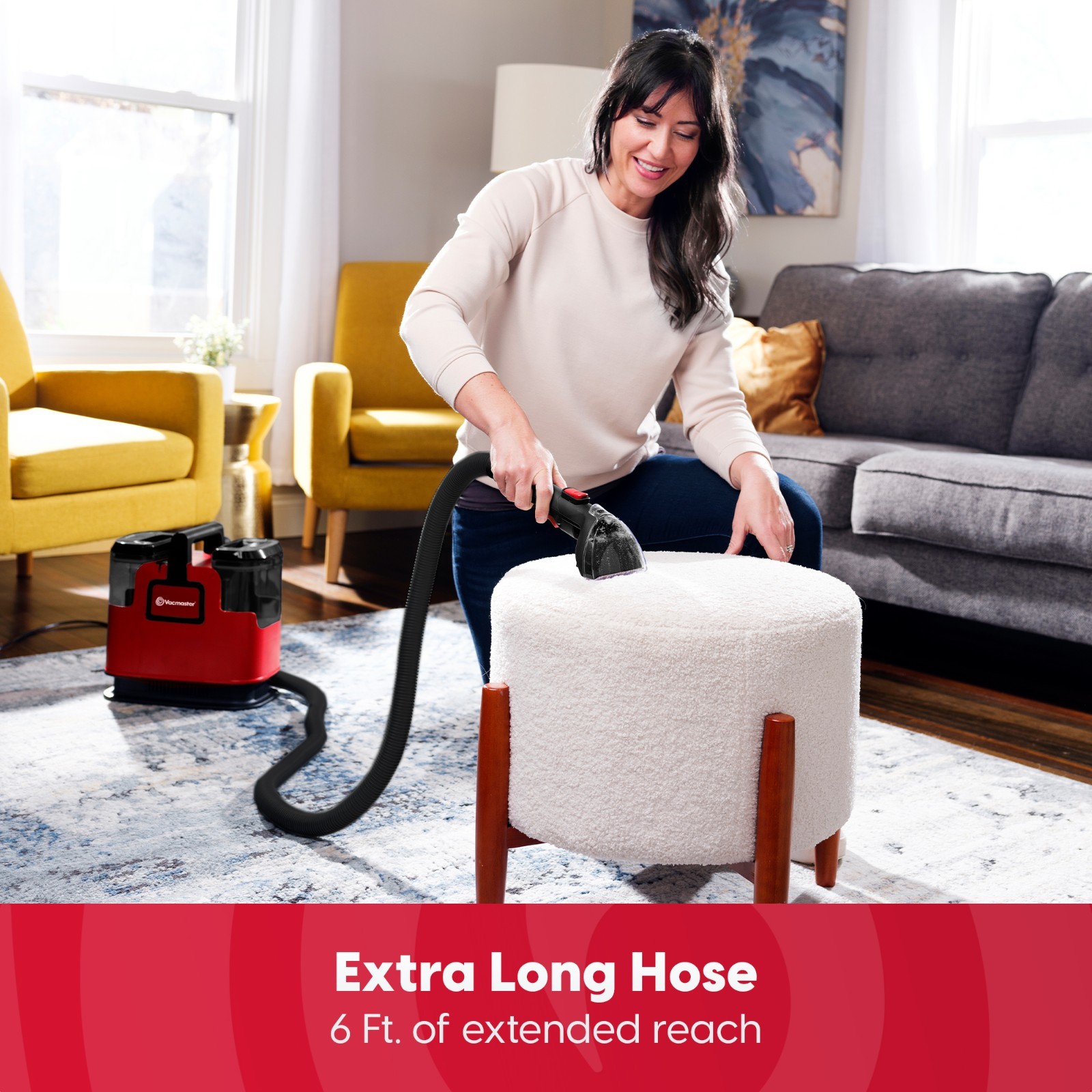 Vacmaster Portable Carpet Upholstery Cleaner, with 15Kpa Suction, Self-Cleaning