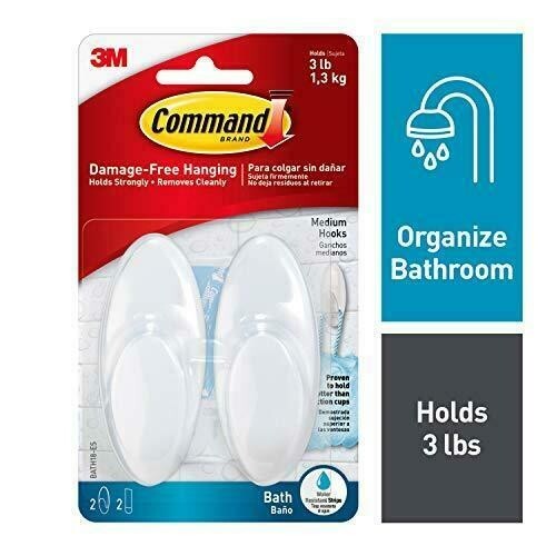 4 PK Command Medium Hooks With Water-Resistant Adhesive Holds 3 lbs