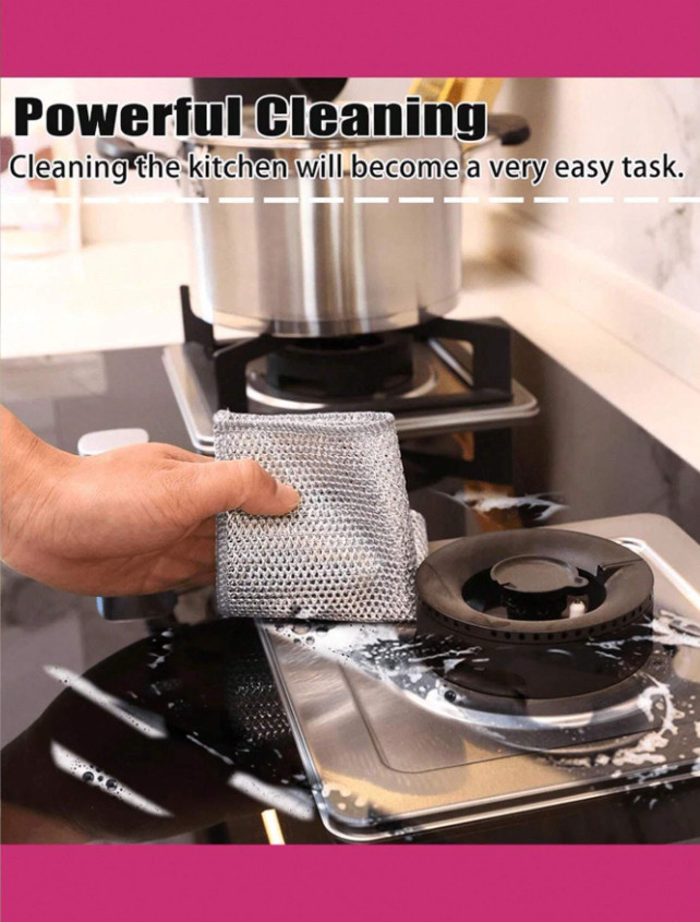 10pcs Non-Scratch Steel Wool Dishcloths – Reusable Kitchen Scrubbing Pads-NEW