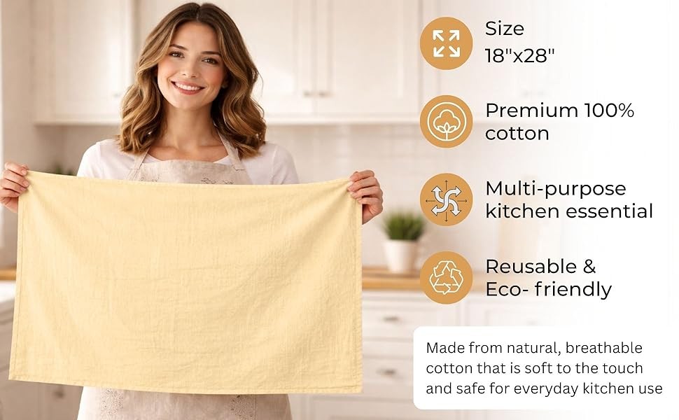 Natural – Blank Plain – Linen Tea Towels For Kitchen – For Crafting Embroidery