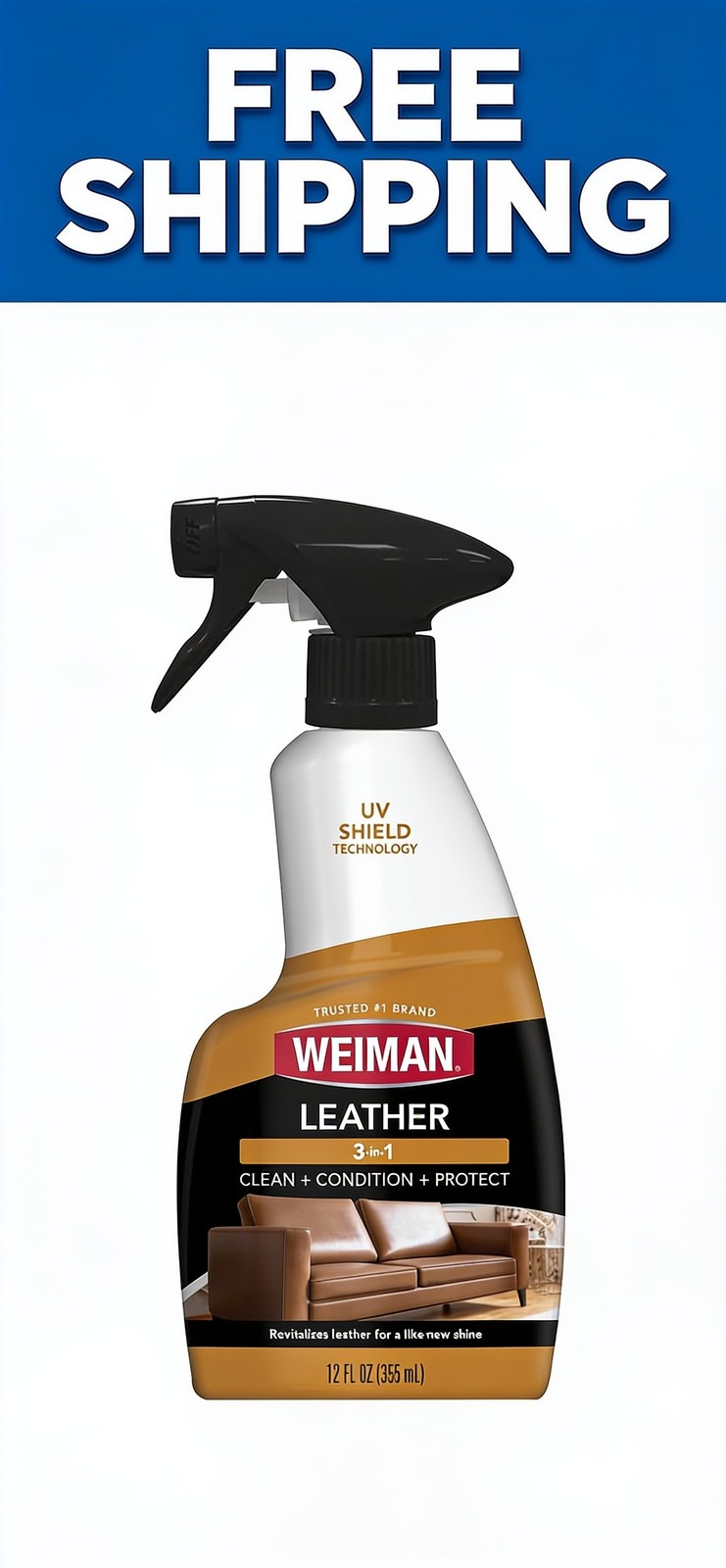 Weiman Leather Cleaner & Conditioner 12 fl oz | Clean, Protect & Shine