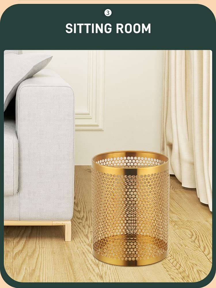 3.5 Gallon 12L Rainbow Mesh Stainless Steel Wastebasket Trash Can 11×10 In