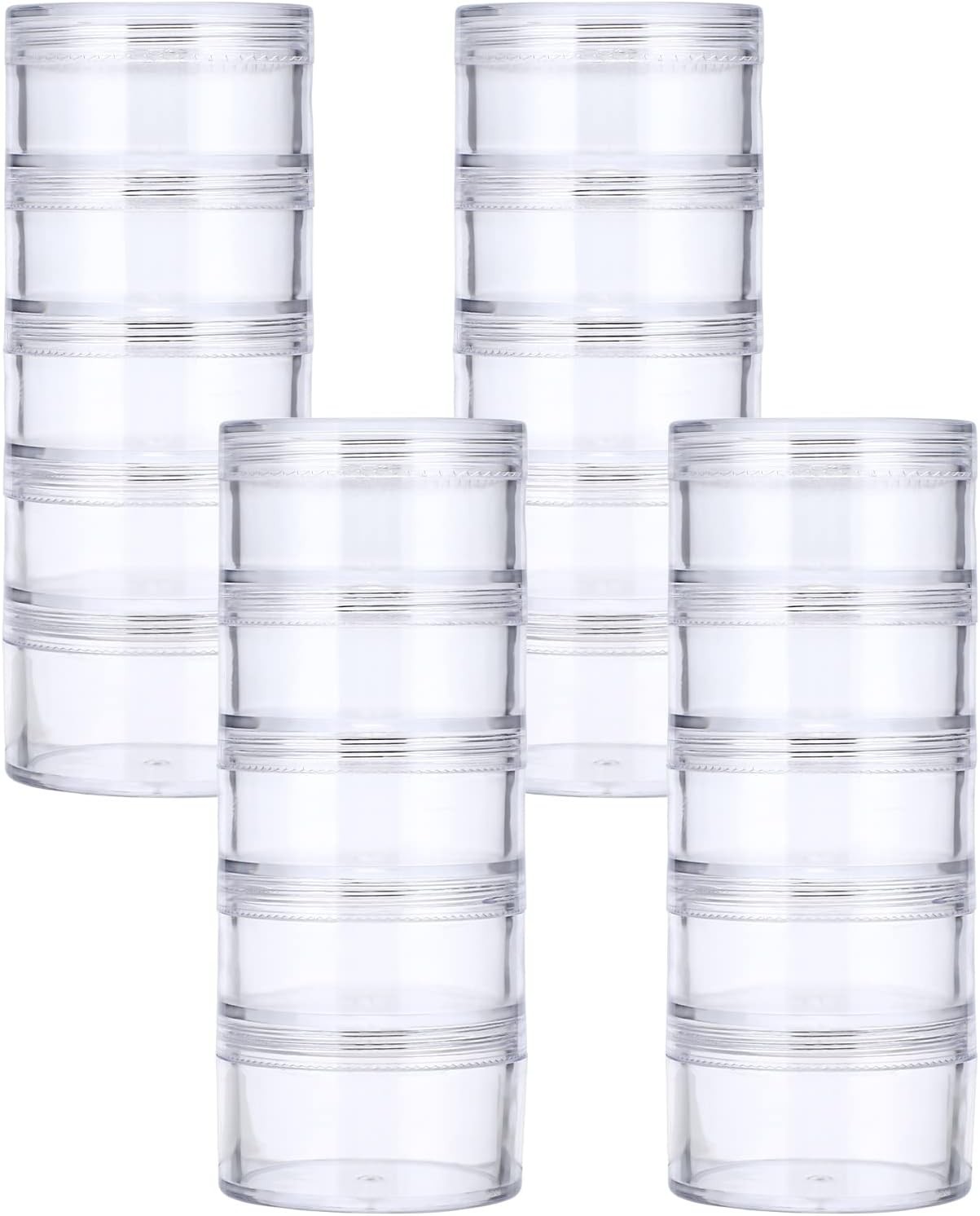 4 Set Stackable Cosmetic Containers with Screw Lids Plastic Sample Jars 30ml
