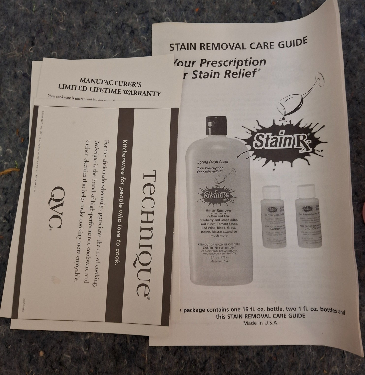 StainRX Stain Remover Solution 16 oz Bottle Wine Blood Juice Stain Removal QVC