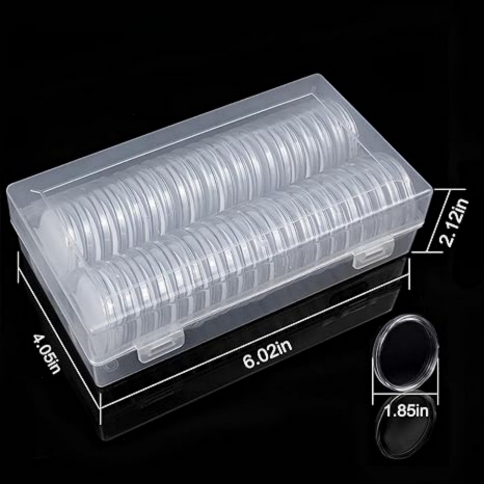 50pack 40mm Coin Capsules For 1oz Silver Bullion w/Box+7 Sizes Sponge Gaskets US