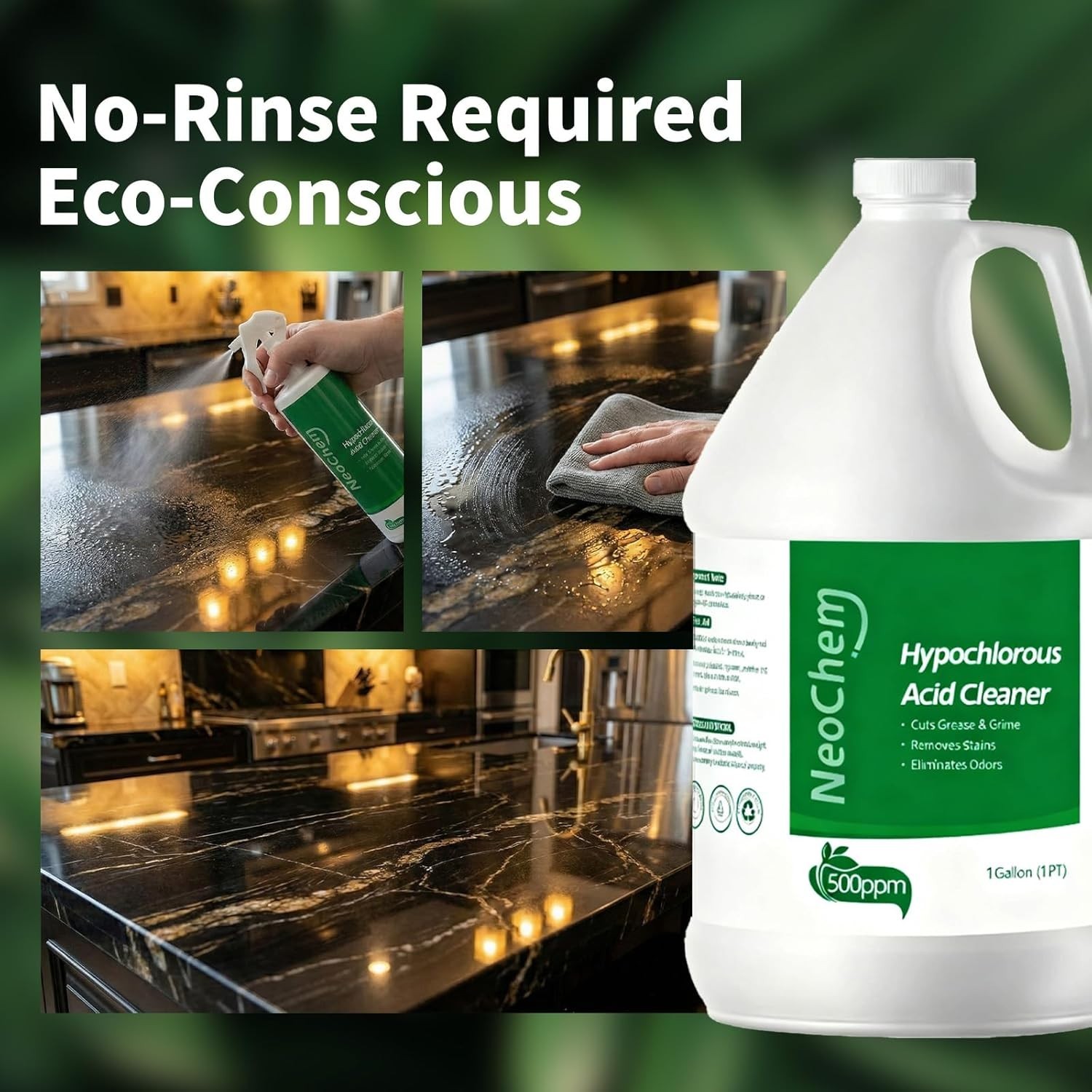 Hypochlorous Acid 500ppm Cleaner 1 Gal No Rinse Stain Odor Eliminator