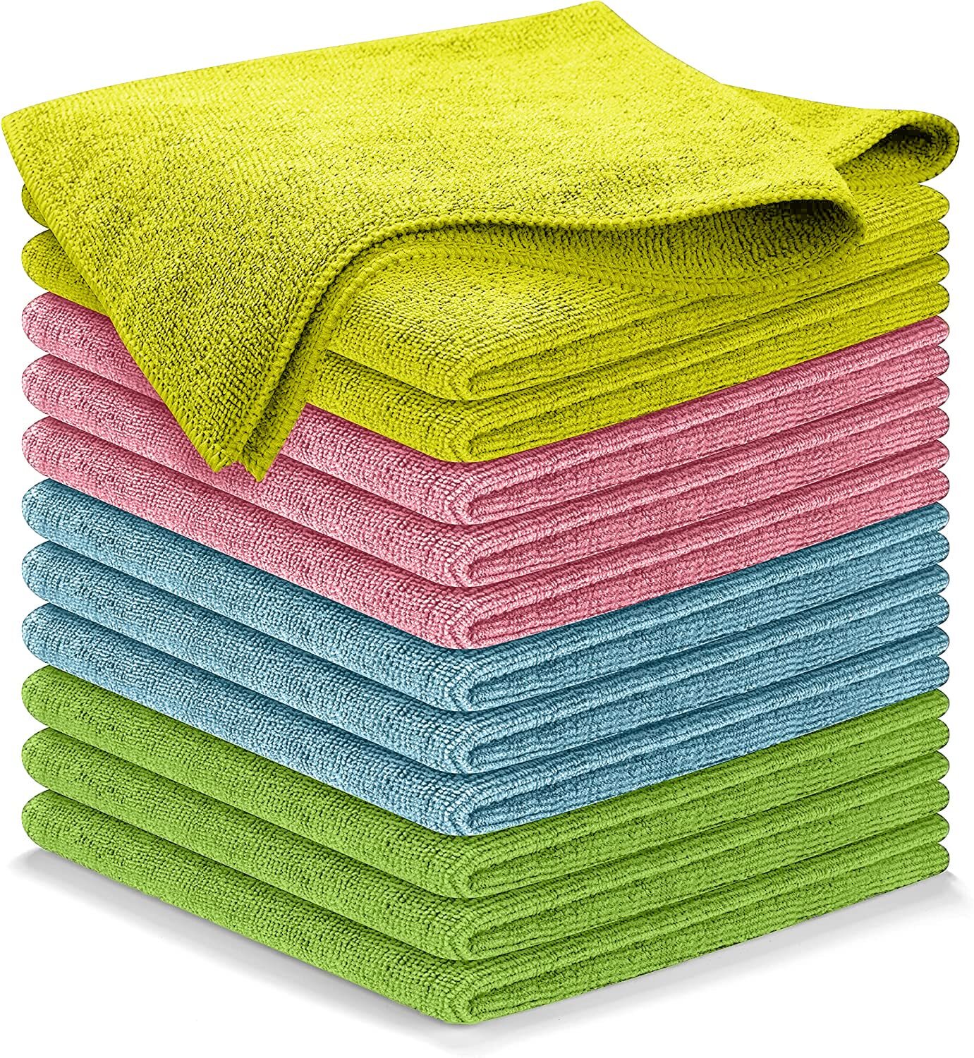 Microfiber Cleaning Cloth ,12Pcs 12.5×12.5 inch High Performance-Ultra Absorbent