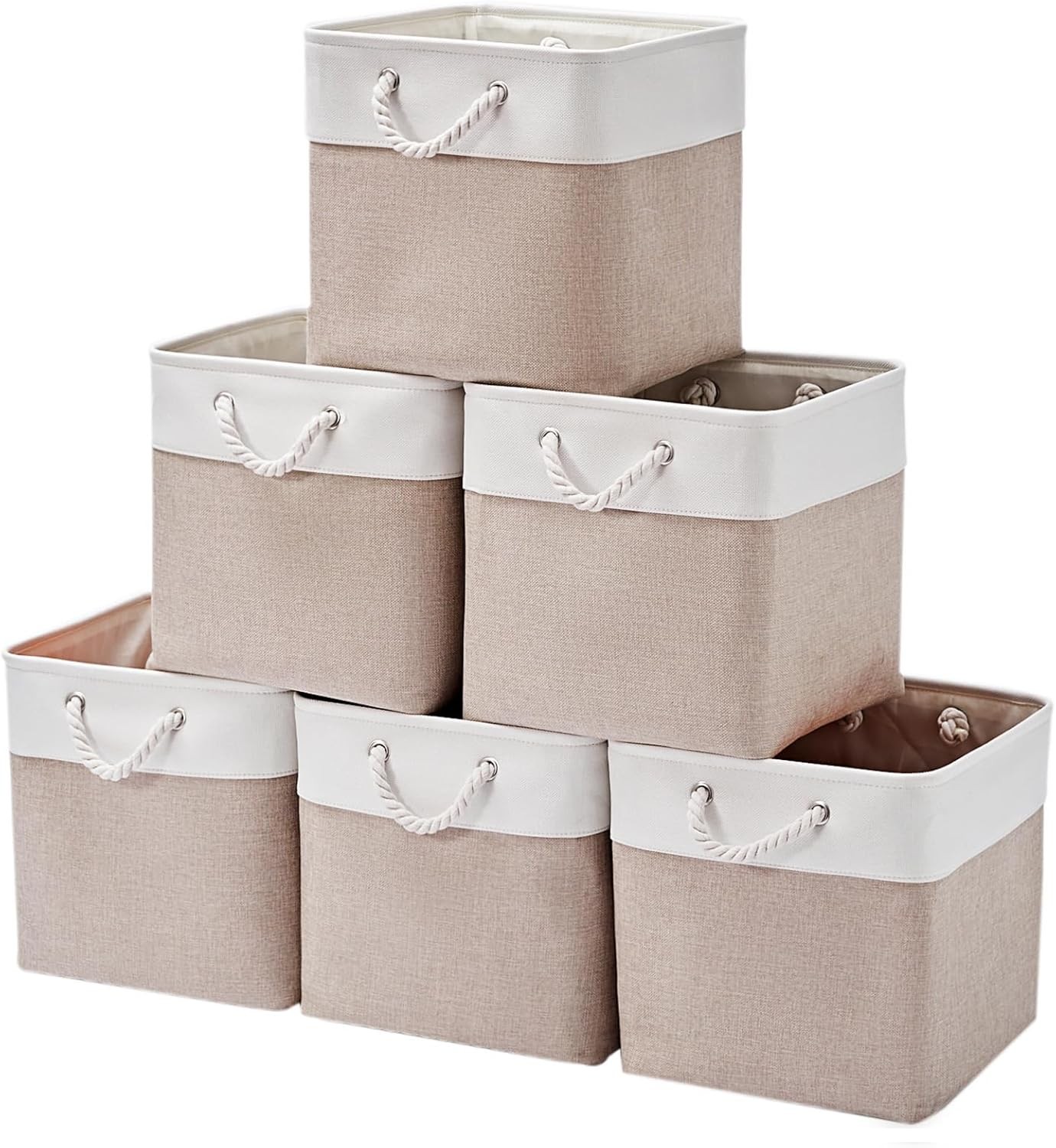 13 Inch 6 Pack Foldable Fabric Storage Cubes with Handles | Home Cube Storage