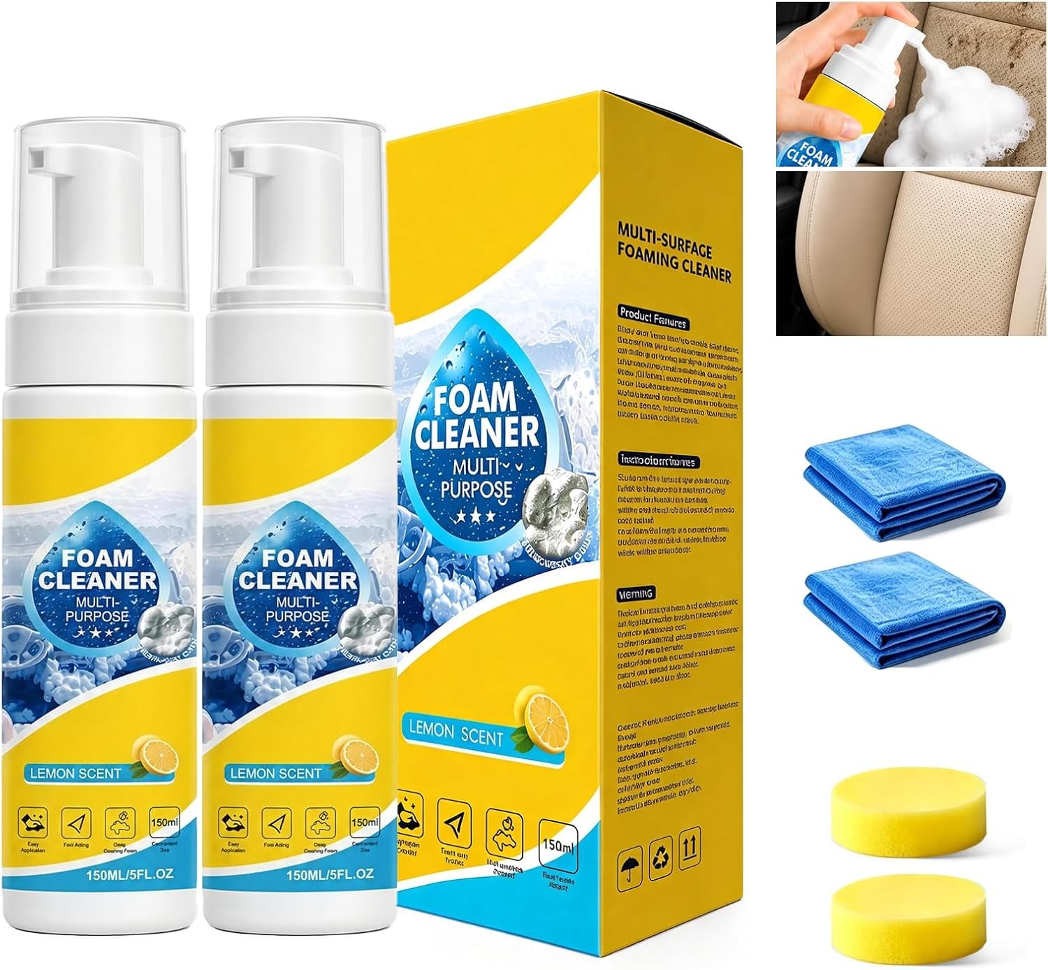 4-in-1 Multi-Enzyme Foam Cleaner, Deep Cleaning Spray for Car Kitchen Bathroom
