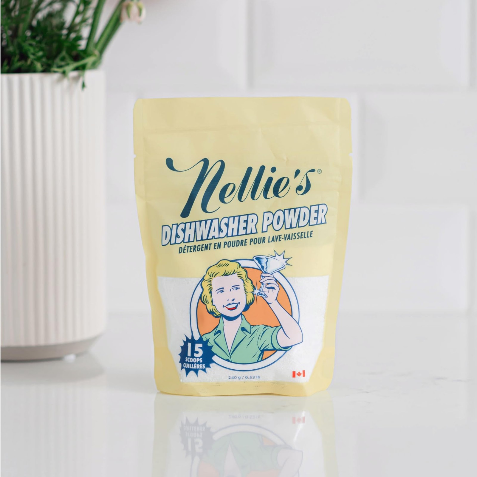 Nellie’s Dishwasher Powder 25.6 Ounce Plant Based Eco-Friendly Cleaning Solution