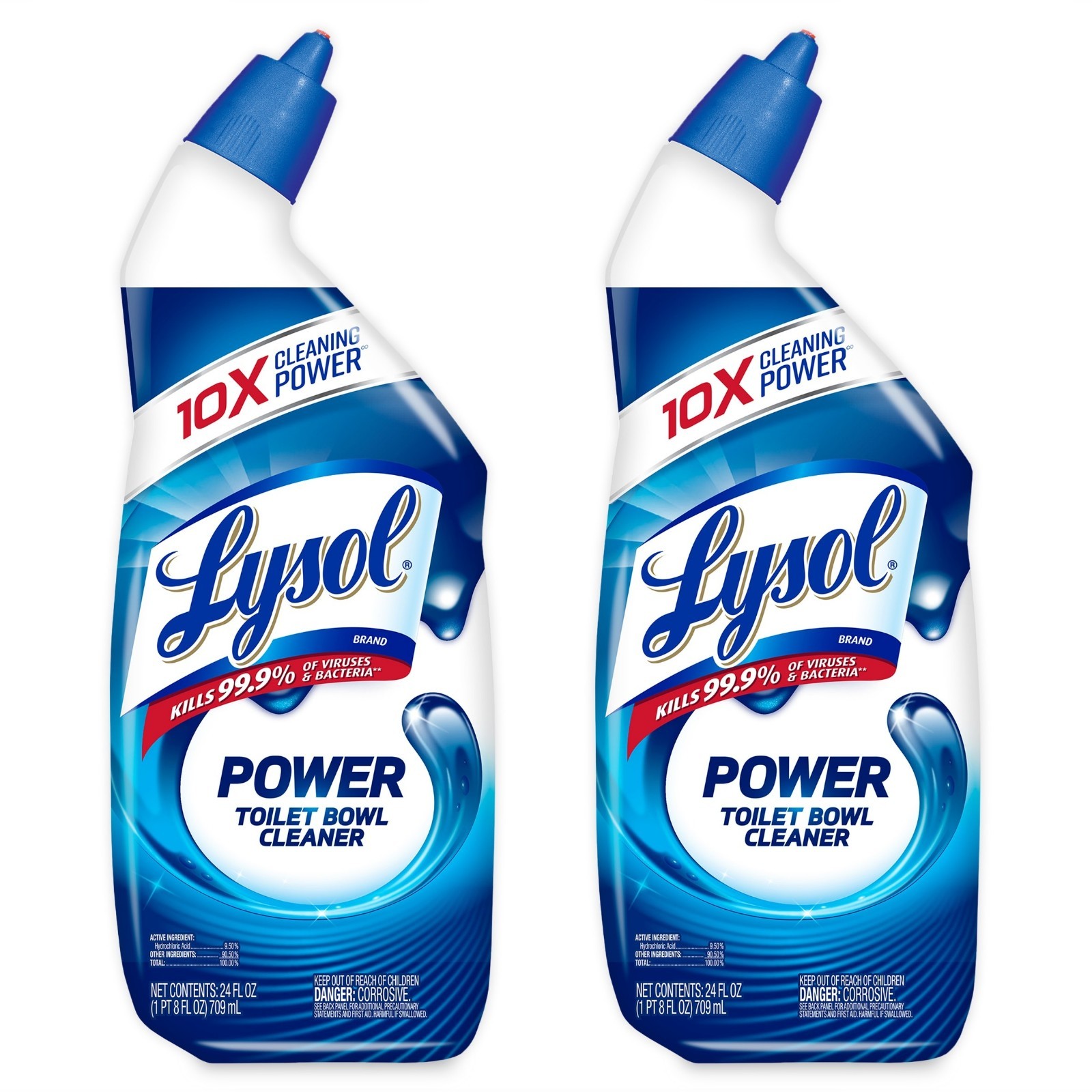 Lysol Power Toilet Bowl Cleaner Atlantic Fresh 24oz 2-Pack Disinfecting Gel