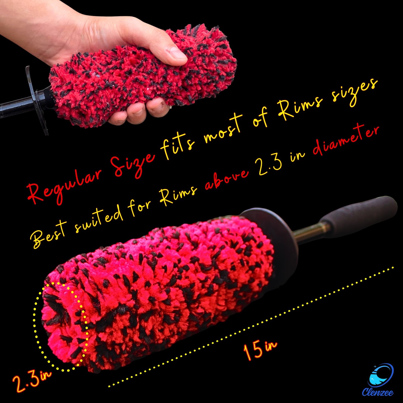 15 Inch Microfiber Wheel Brush Soft NonMetallic Rim Cleaner Car Cleaning
