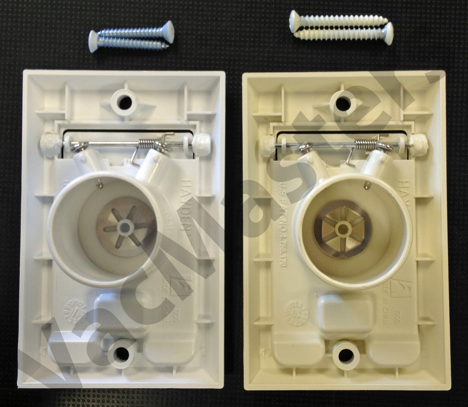 Vaculine / Hayden Square Door low-volt central vacuum inlet valve WHITE / ALMOND
