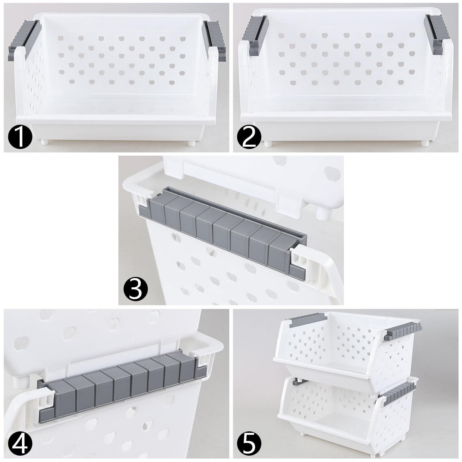 Cand Stackable Plastic Bins – 4 Packs White Large Plastic Stackable Storage Bins