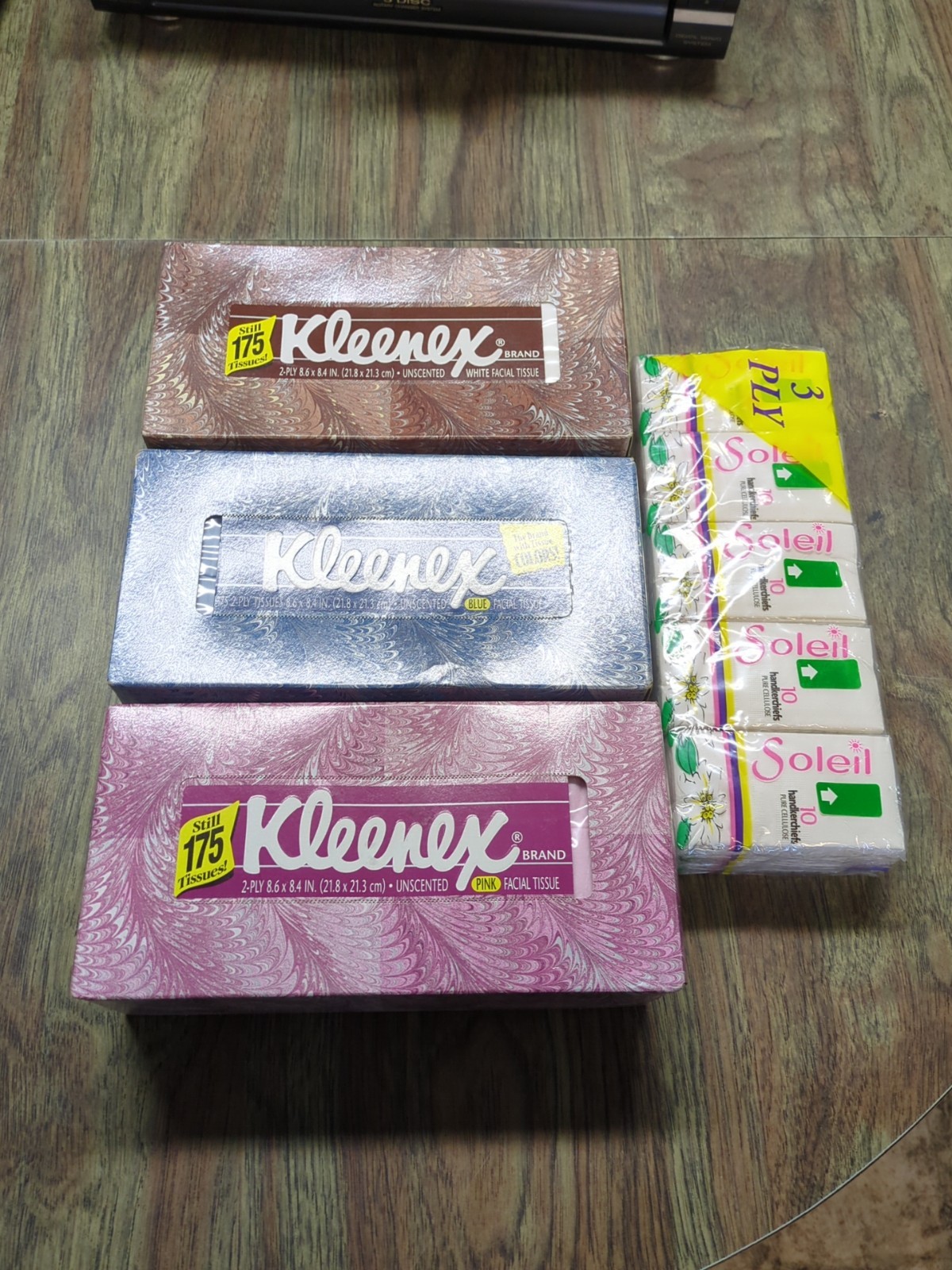 Vintage 1996 Pink blue White Kleenex Tissue 175 Tissues 2-ply unopened boxes