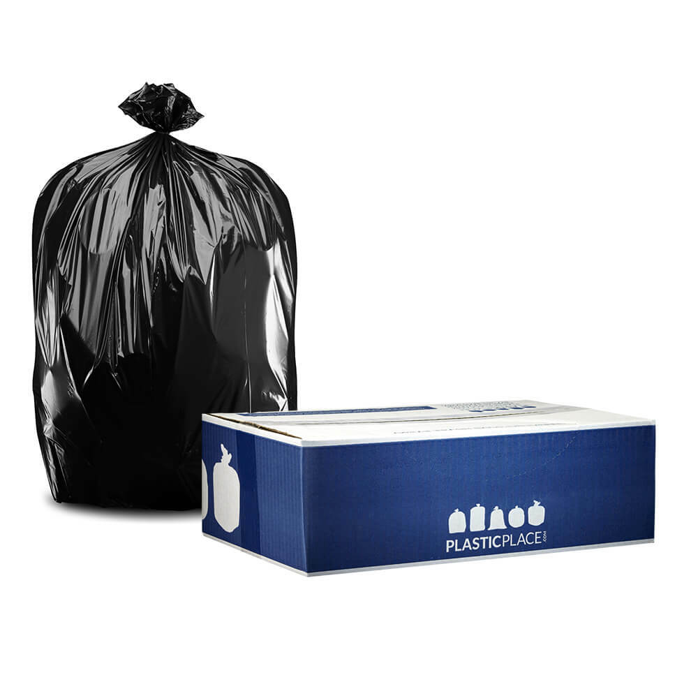 Plasticplace 40-45 Gallon Trash Bags on Rolls – Black, Total of 100 Garbage Bags
