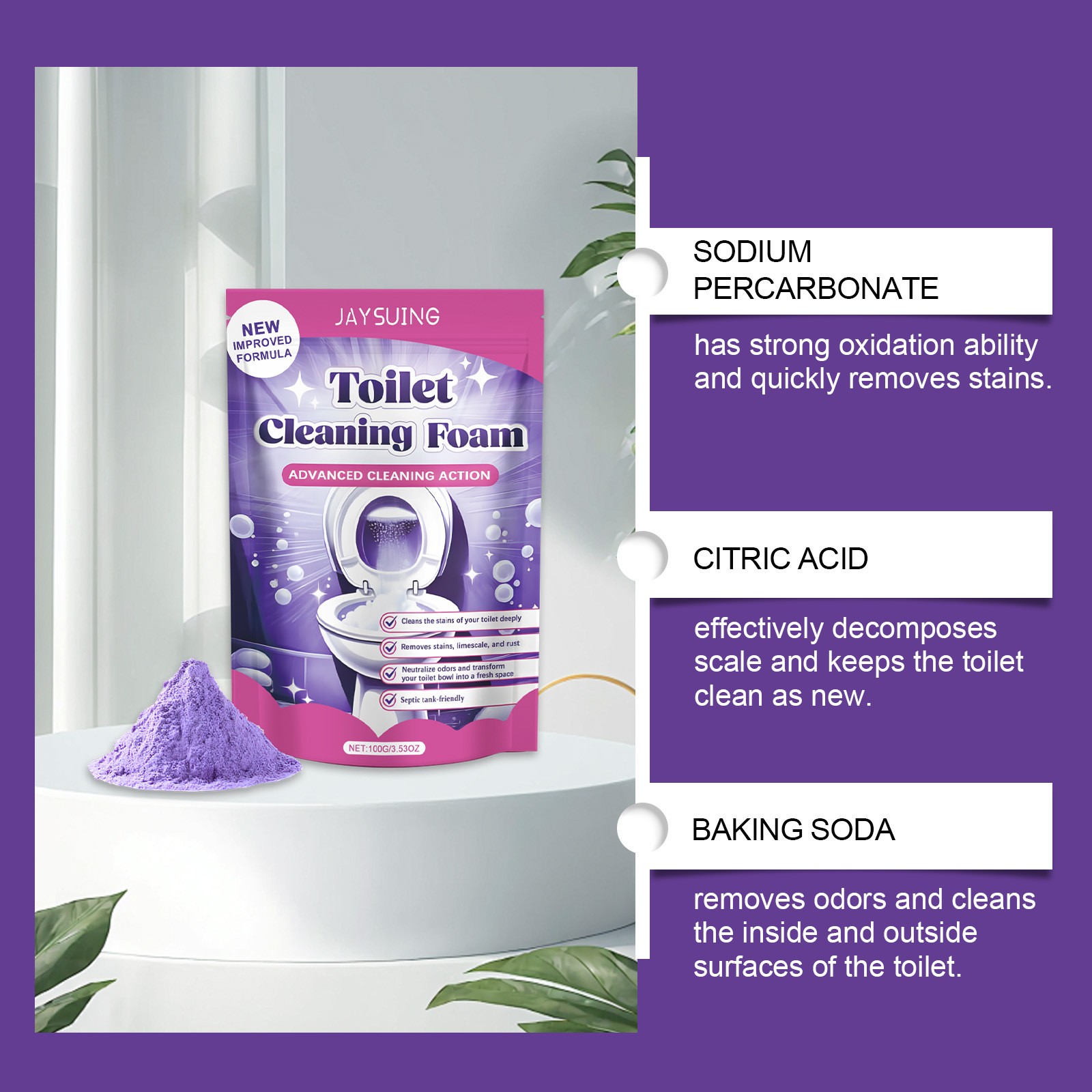1~5 Bags Fizzclean Toilet Foam Cleaner, Toilet Cleaning Foam Insta-Action 100g