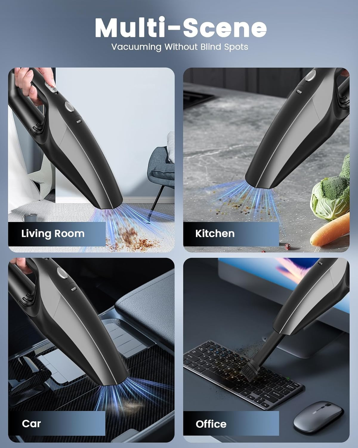Handheld Vacuum Cordless, Car Vacuums Powerful with Rechargeable Battery, Portab