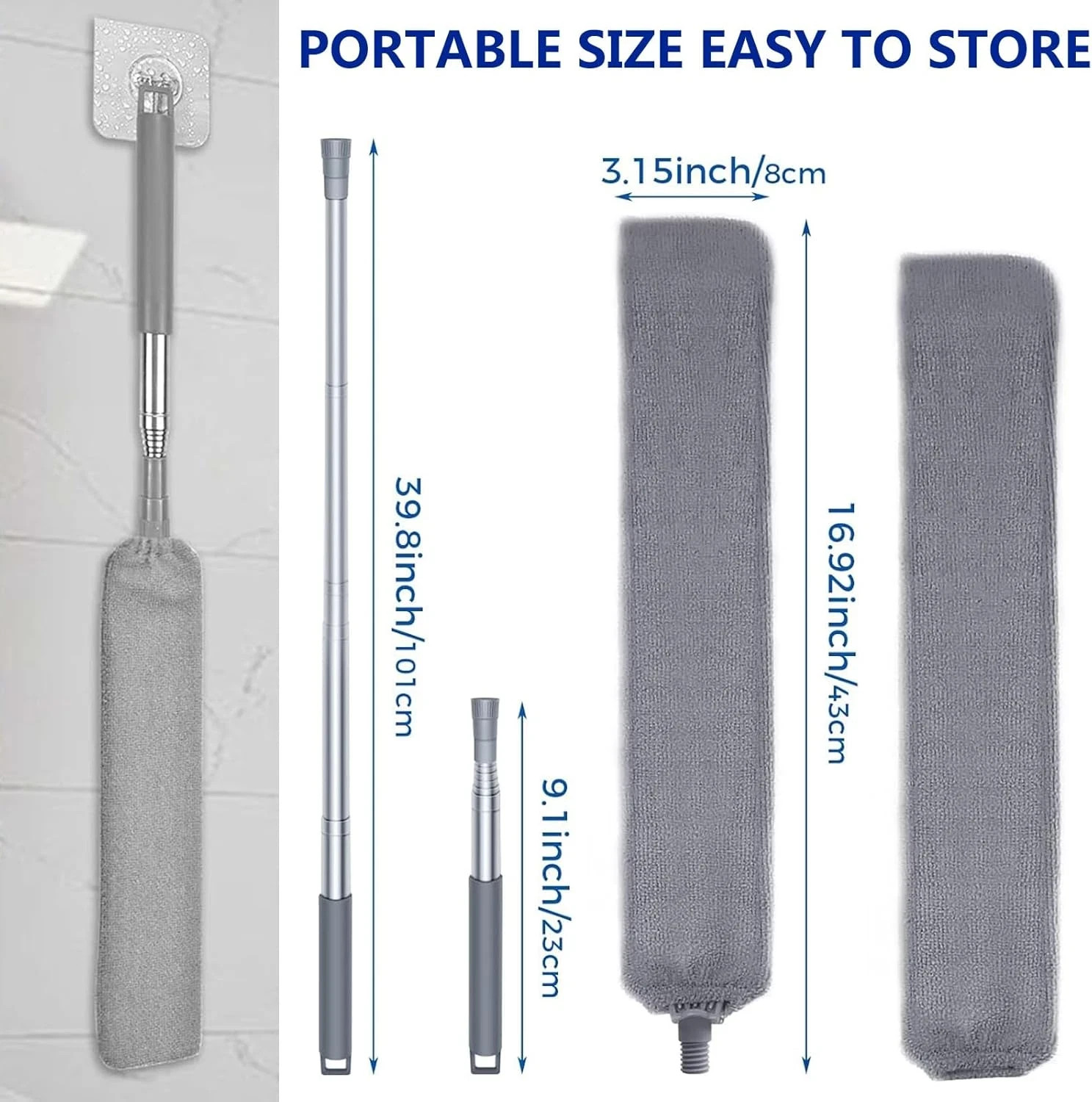 Dust Cleaner Microfiber Duster Gap Dust Cleaning Artifact With Extension Pole &