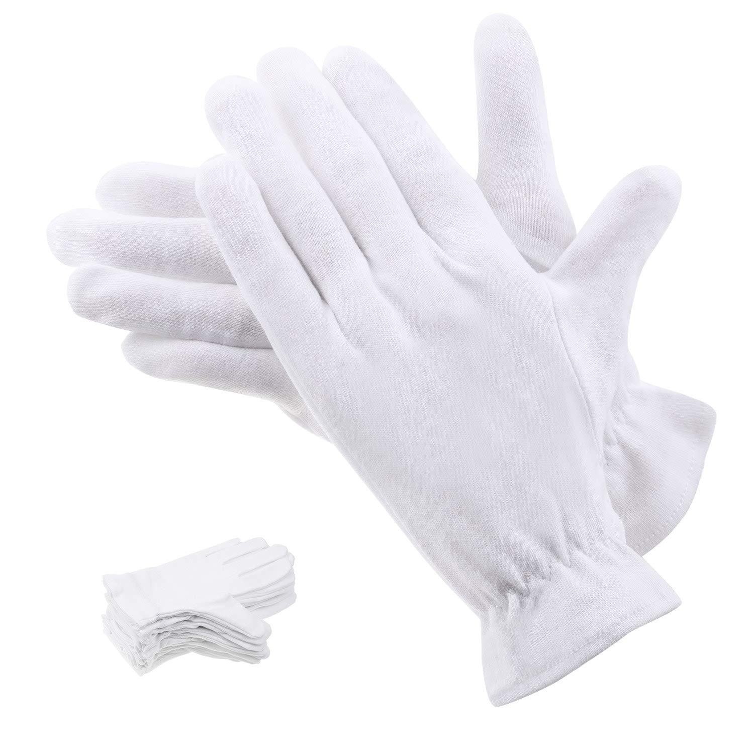 100 Percent Cotton Gloves for Dry Hands Eczema, One Size (Pack of 20), White