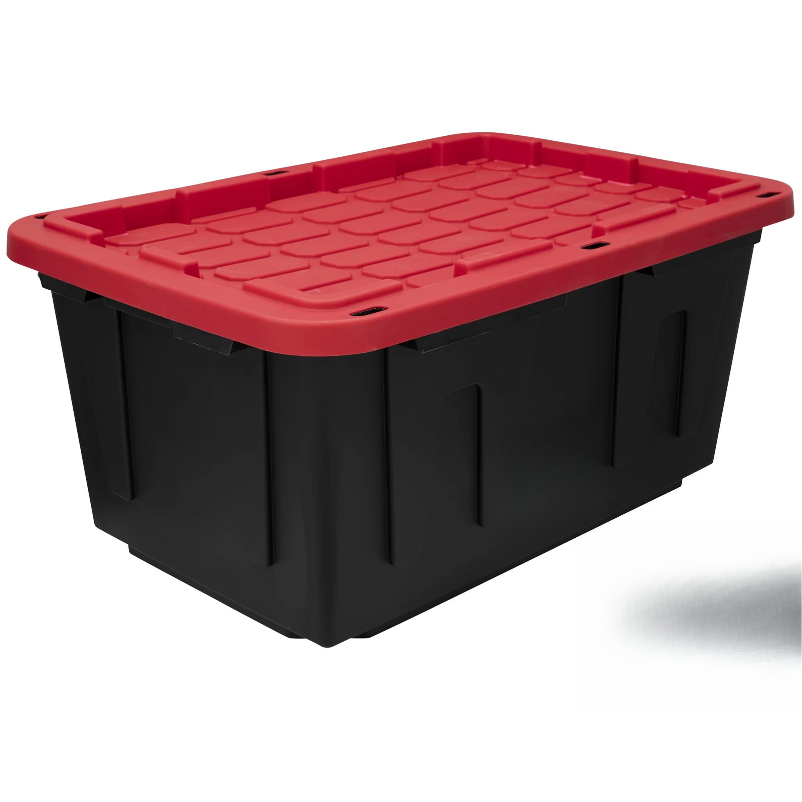 4-Pack 27 Gal Black & Red Storage Bins, Heavy Duty Plastic with Snap Lid