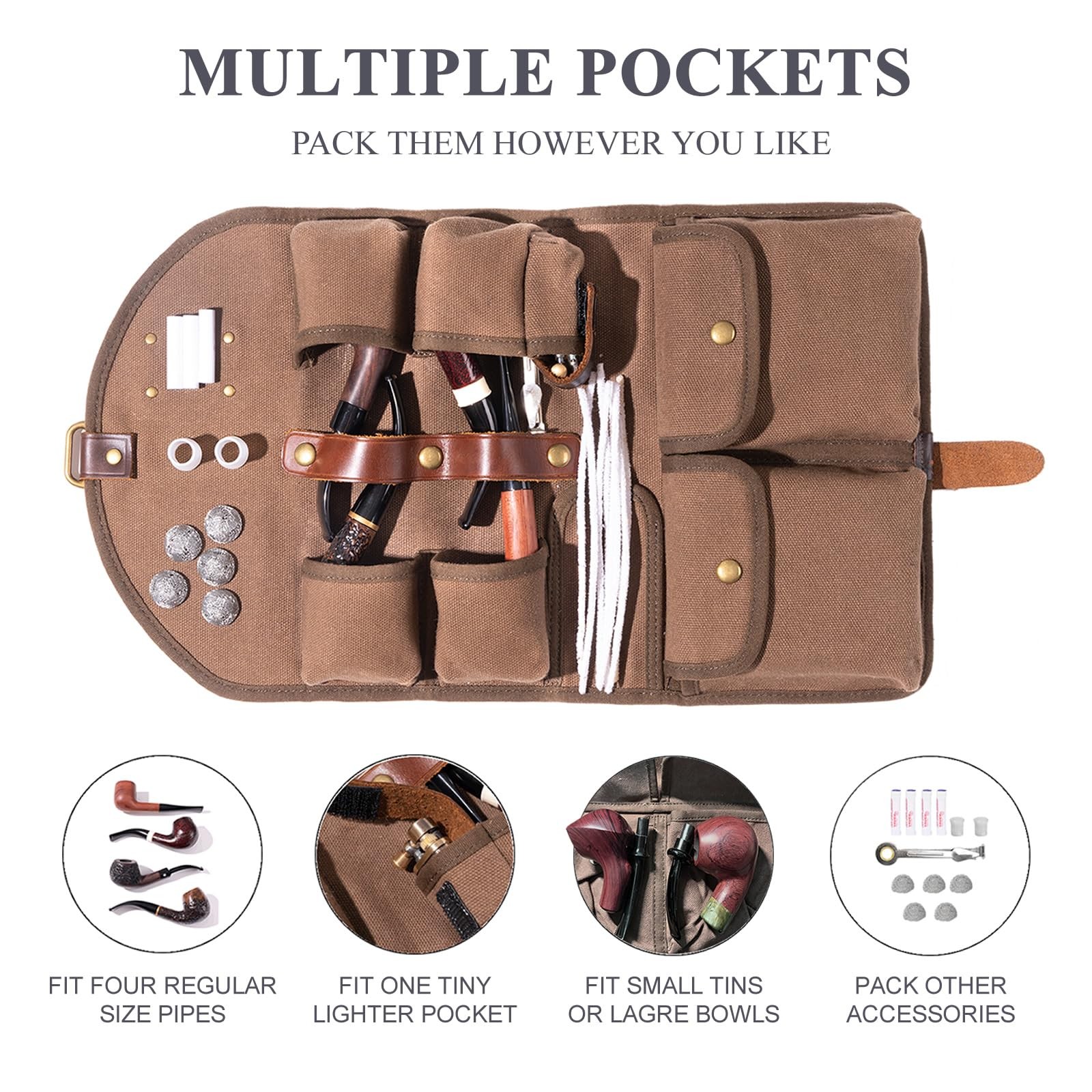 MrPyer Waxed Canvas 16.34″ x 9.65″ (unfolded), x 6.06″ (folded), Brown