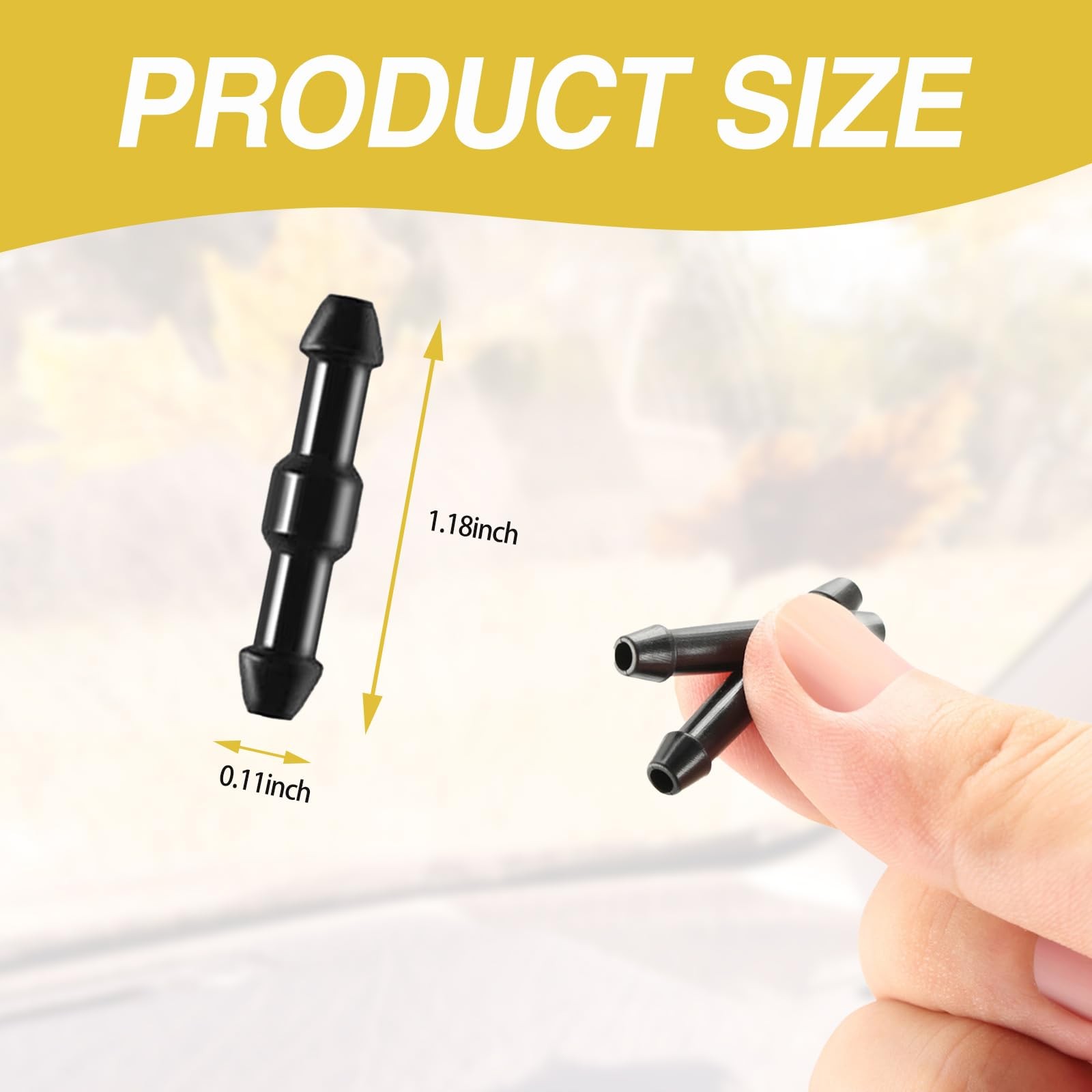 20PCS Universal Windshield Washer Hose Connectors, 2-Way I-Type Wiper Hose Adapt
