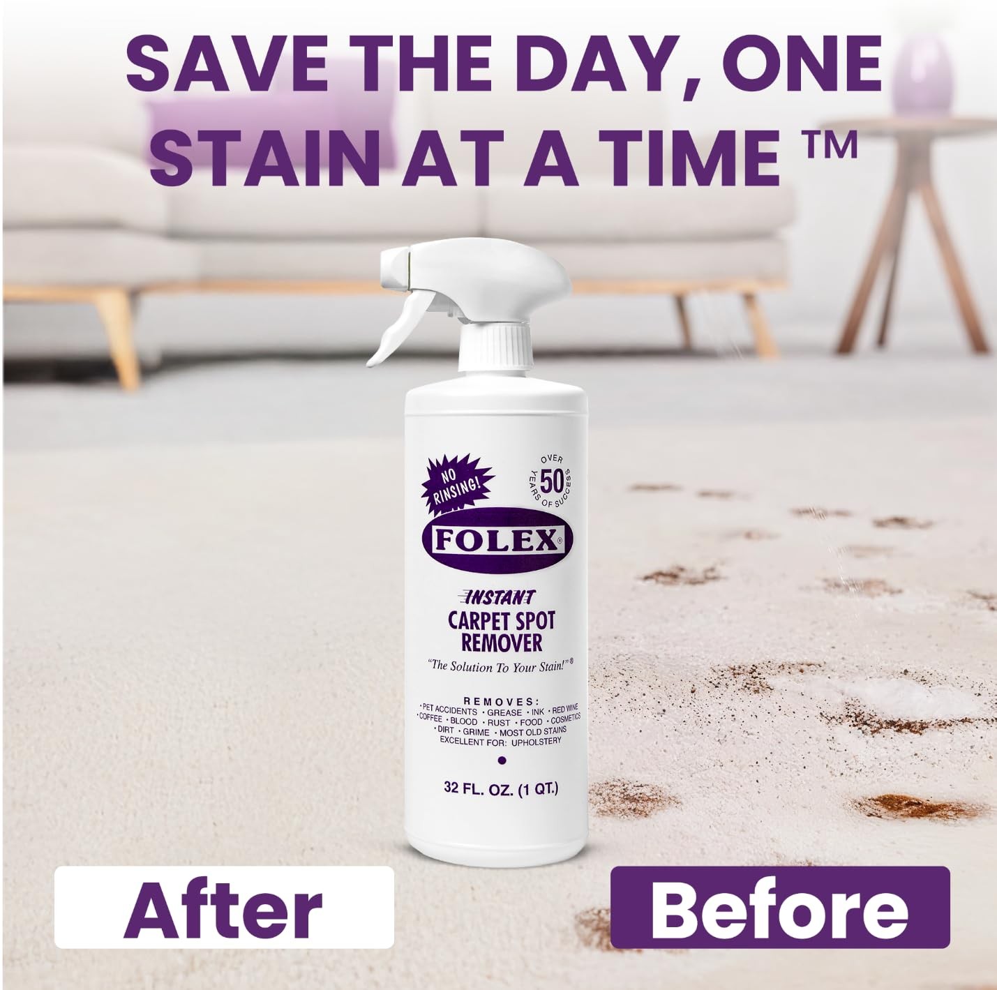 12 Pack Folex Instant Carpet Spot Remover, 32 oz – Removes Pet Accidents, Grease