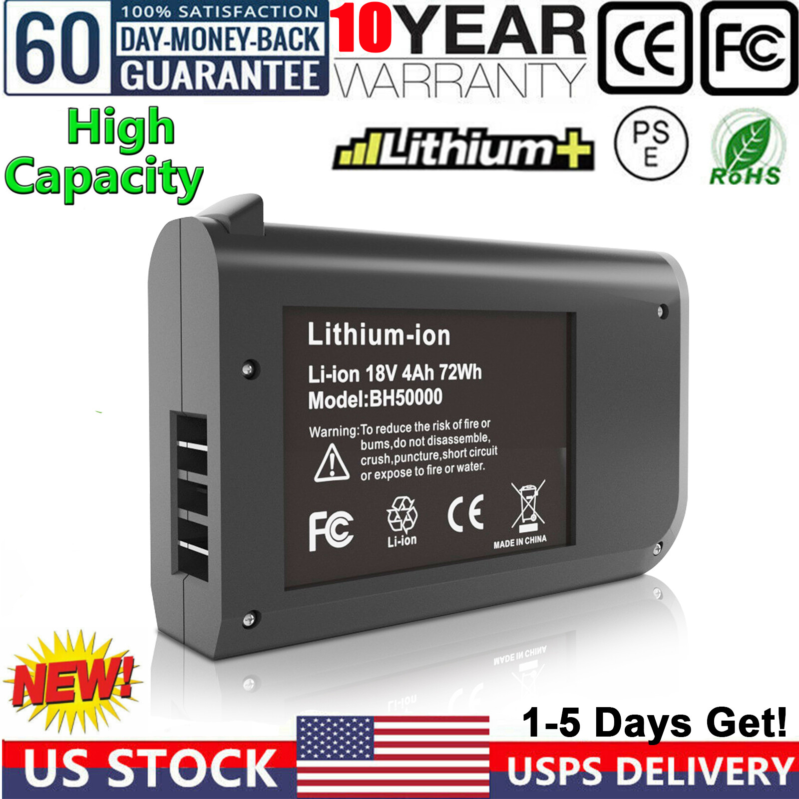 18V 4.0Ah Li-ion Battery for Hoover LINX BH50000 BH50005 CH20110 Vacuum Cleaners