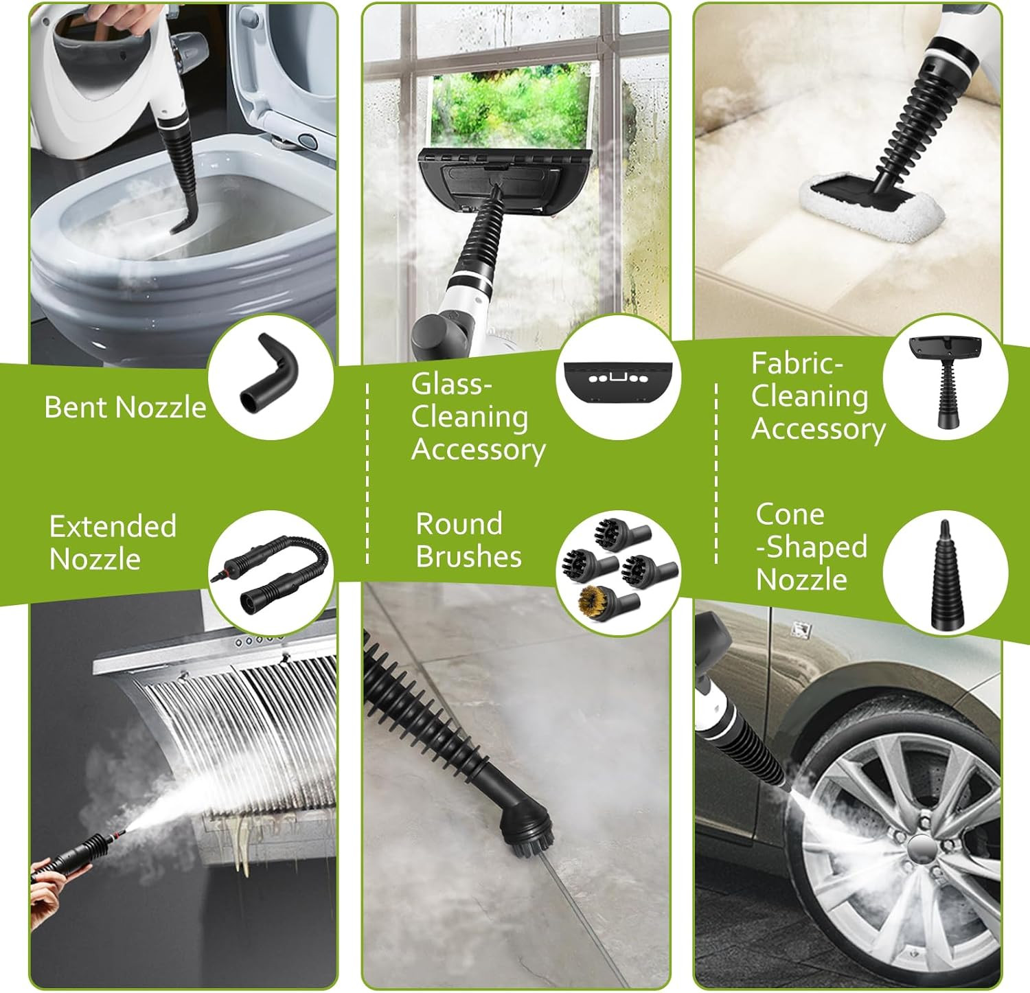 Pressurized Handheld Multi-Surface Natural Steam Cleaner with 12 Pcs Accessories