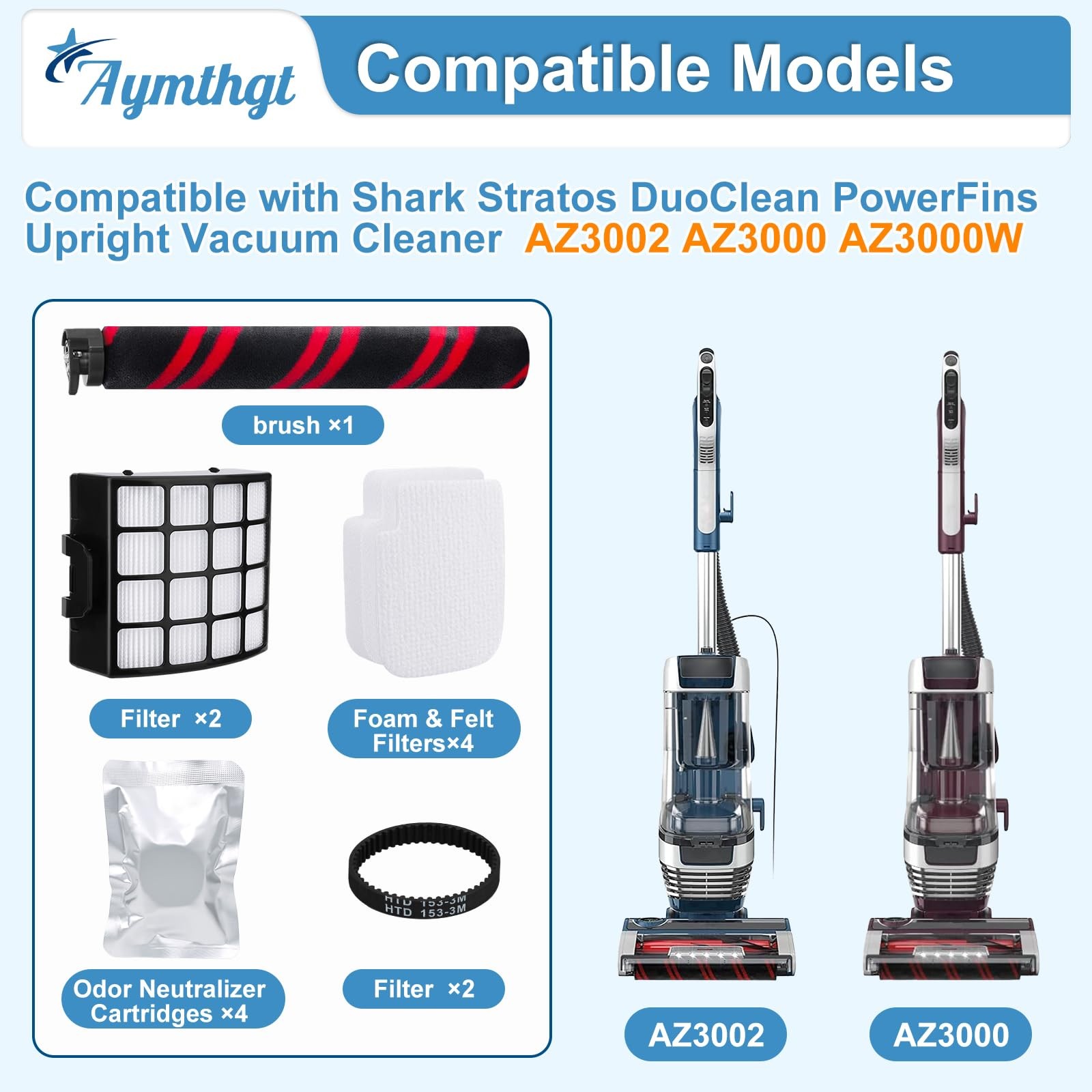 AZ3002 Brush Roller Filter Parts for Shark Stratos DuoClean PowerFins Upright…