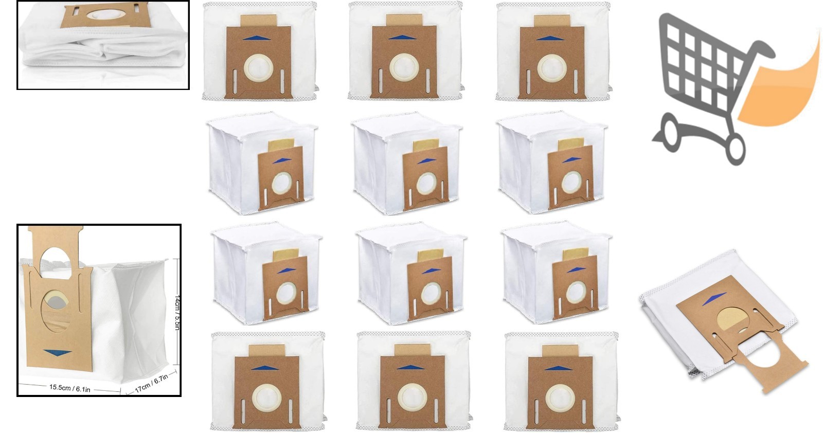 12 Pack Replacement Vacuum Bags for Yeedi Ecovacs Deebot T8 N8 Pro Plus