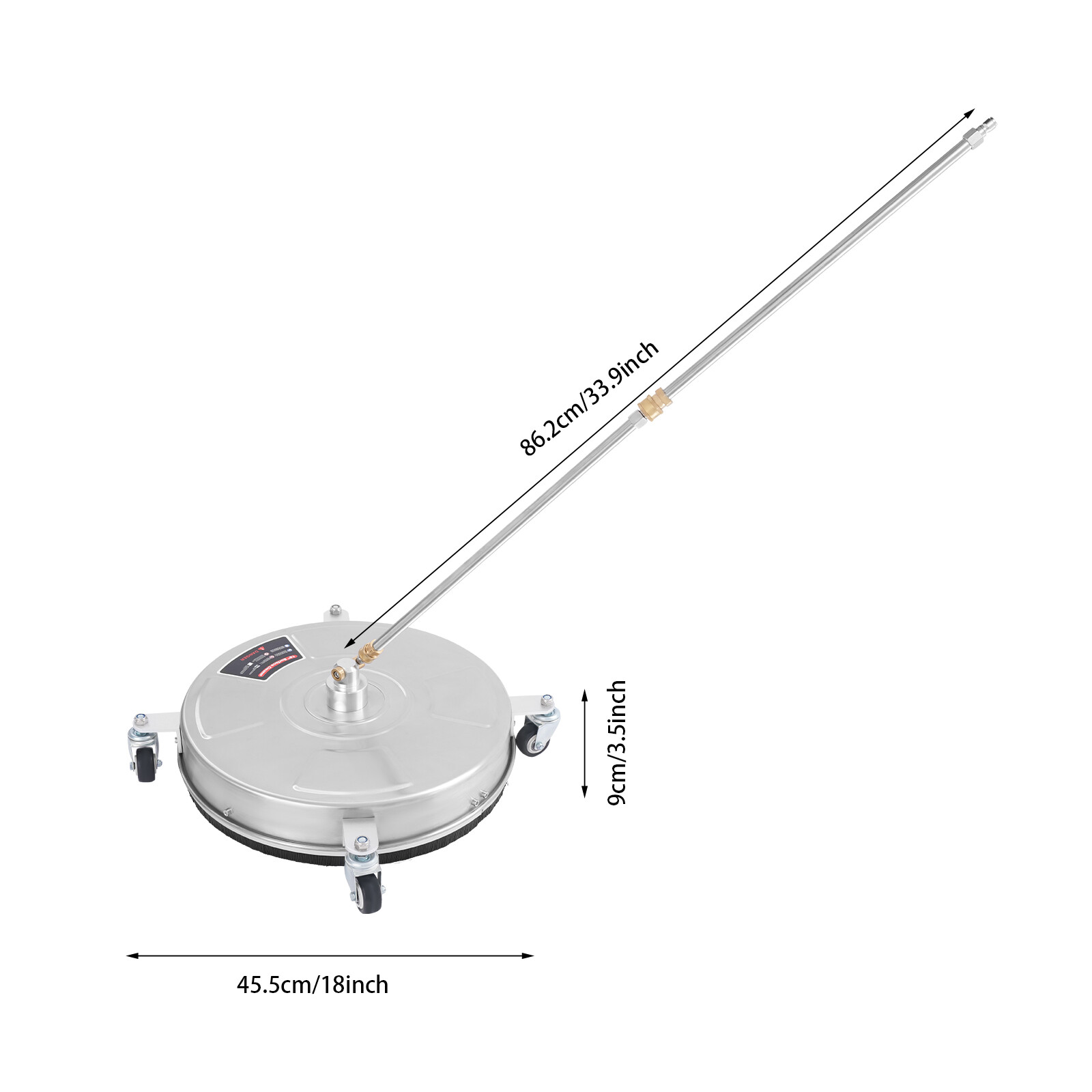 Modern 18-inch Surface Cleaner Stainless Steel Surface Cleaner with 4 Wheels NEW